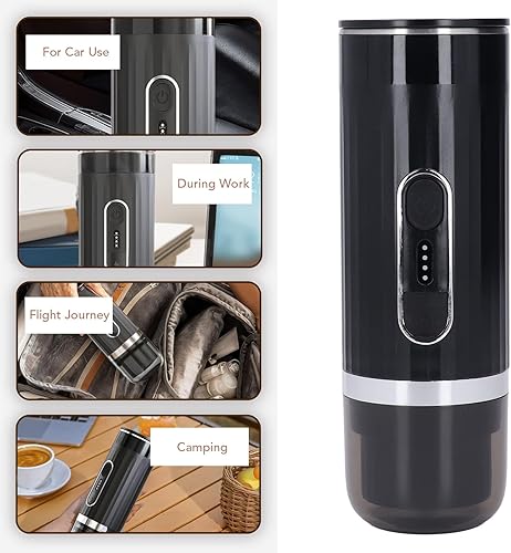 Miniatura 8 de ZJchao Cafetera portátil, cafetera autocalentable inalámbrica, cafetera de viaje, cafetera de café portátil con base de cámara de cápsula y cuchara