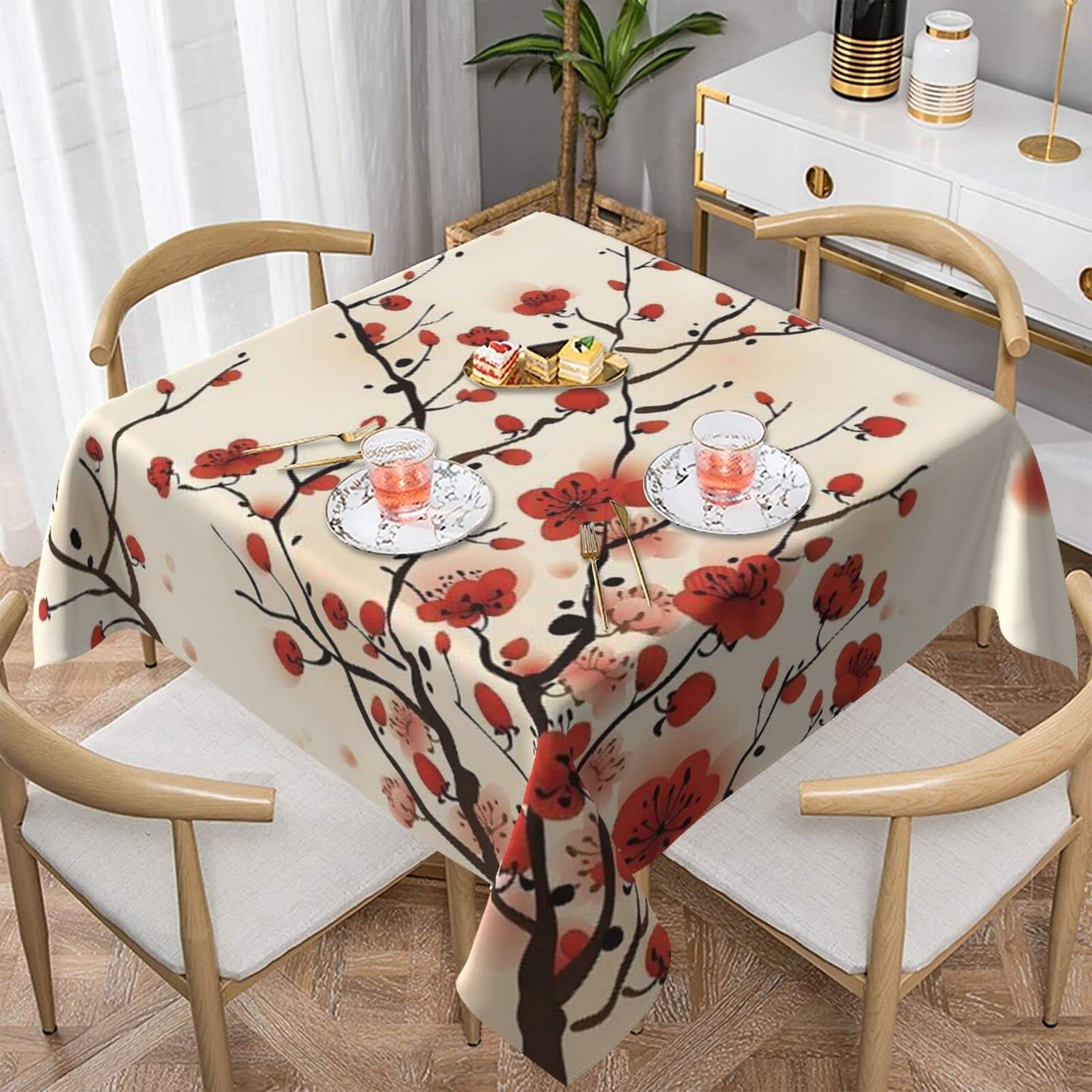 Nappe carrée japonaise à motif floral pour table de salle à manger