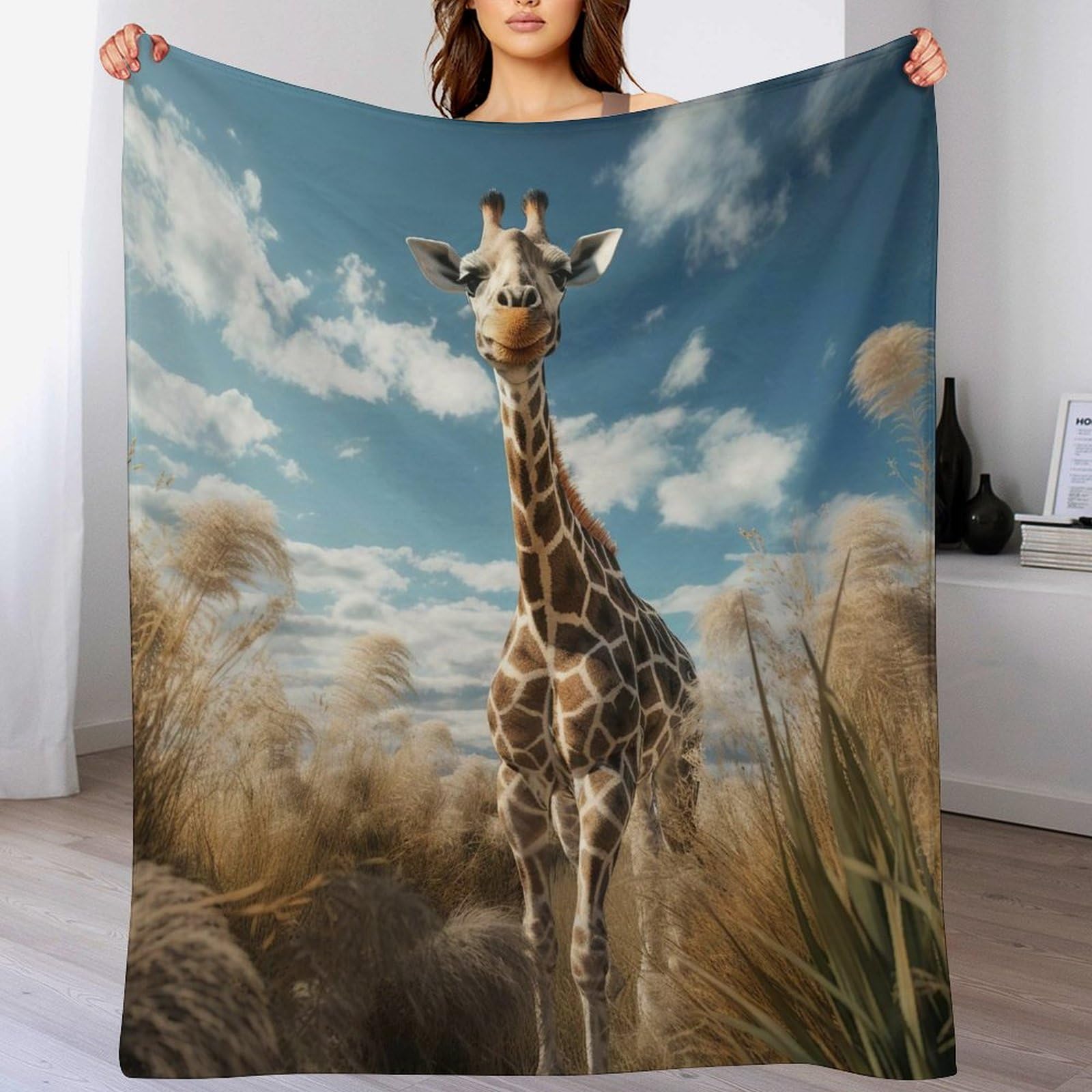 Couverture plaid girafe pour des soirées d'hiver cocooning et chaleureuses devant la télé