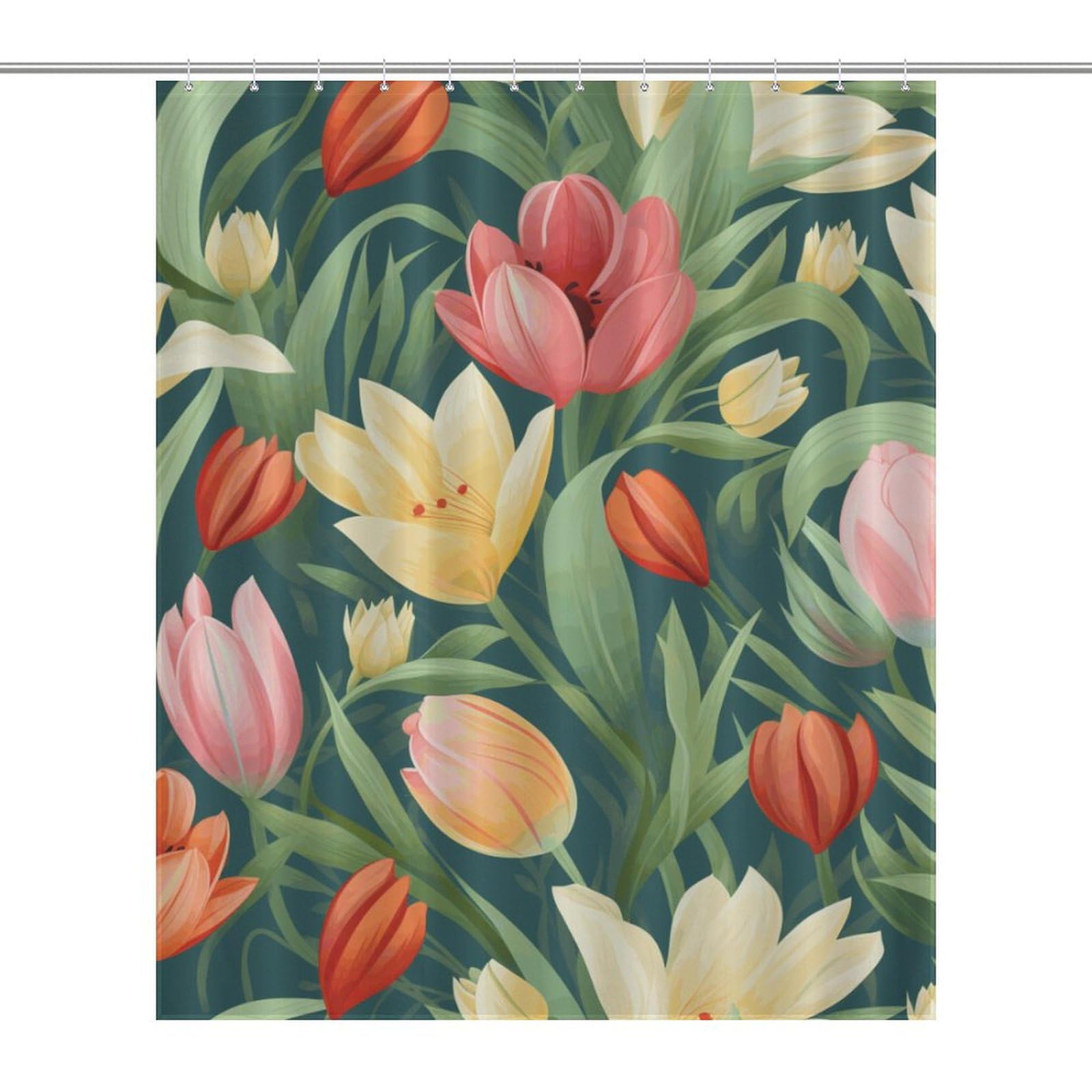 Rideau de douche en tissu doux floral 152 x 183 cm pour salle de bain
