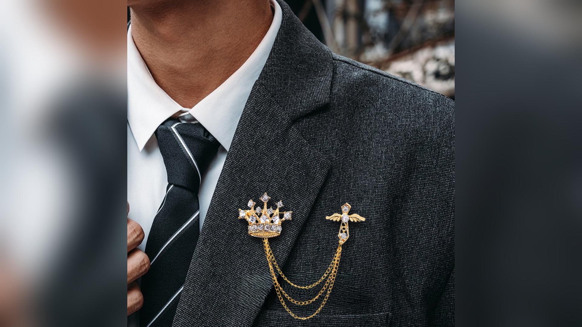 Kroon Broche Mode Goud Zilver Pak Pin Roestvrij Staal Anstecknadel Accessoire voor Vrouwen Mannen Sieraden Cadeau voor Bruiloft Feest Banket Verjaardag, Einheitsgröße, Roestvrij staal