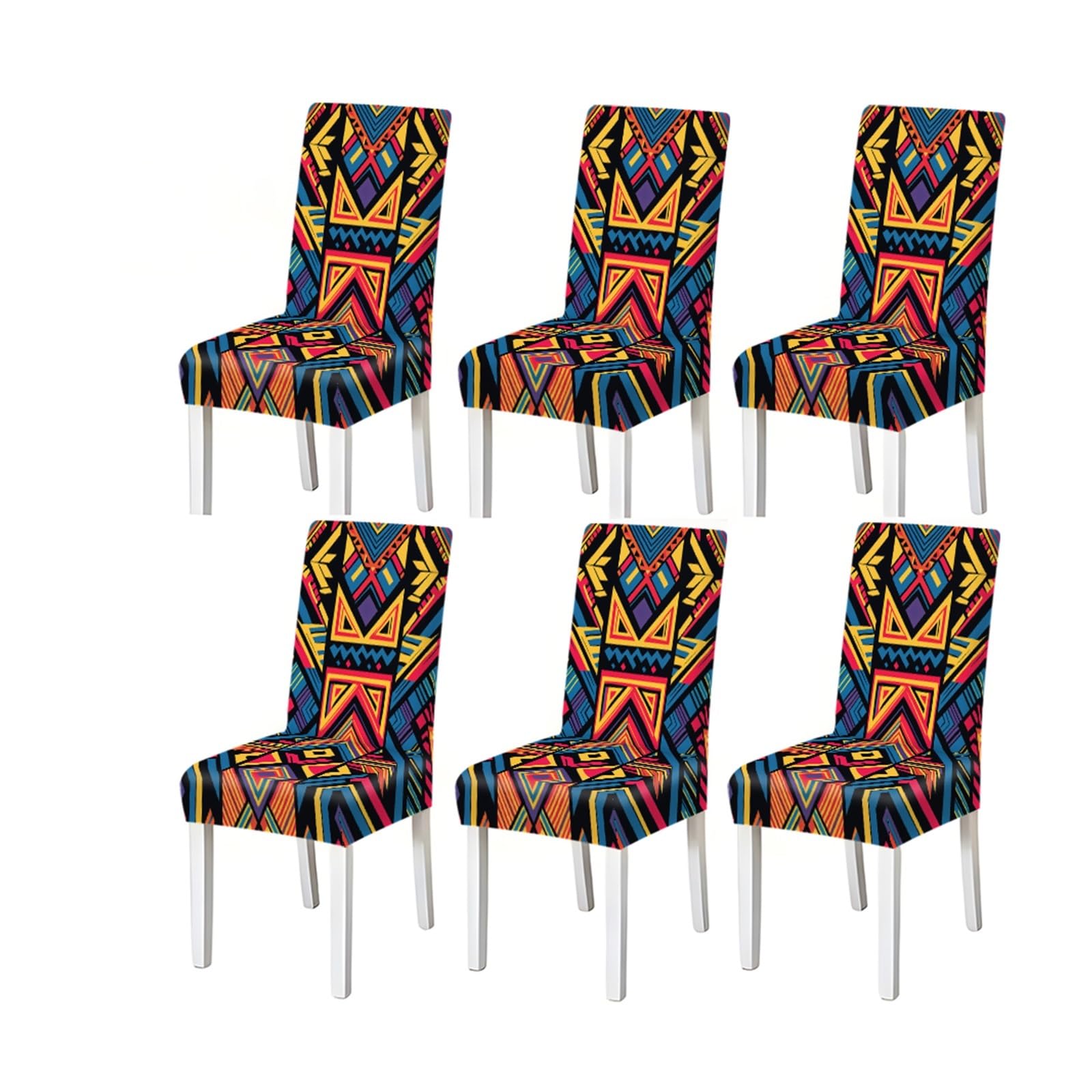 Bosuybn One Color Bohemian Tribal Geometric Print Dining Chair Covers, Stretch Slipcovers For Home Kitchen Dining Room Party, 2/4/6Pcs Furniture Protectors For Home Dining Room(6Pcschair Cover)