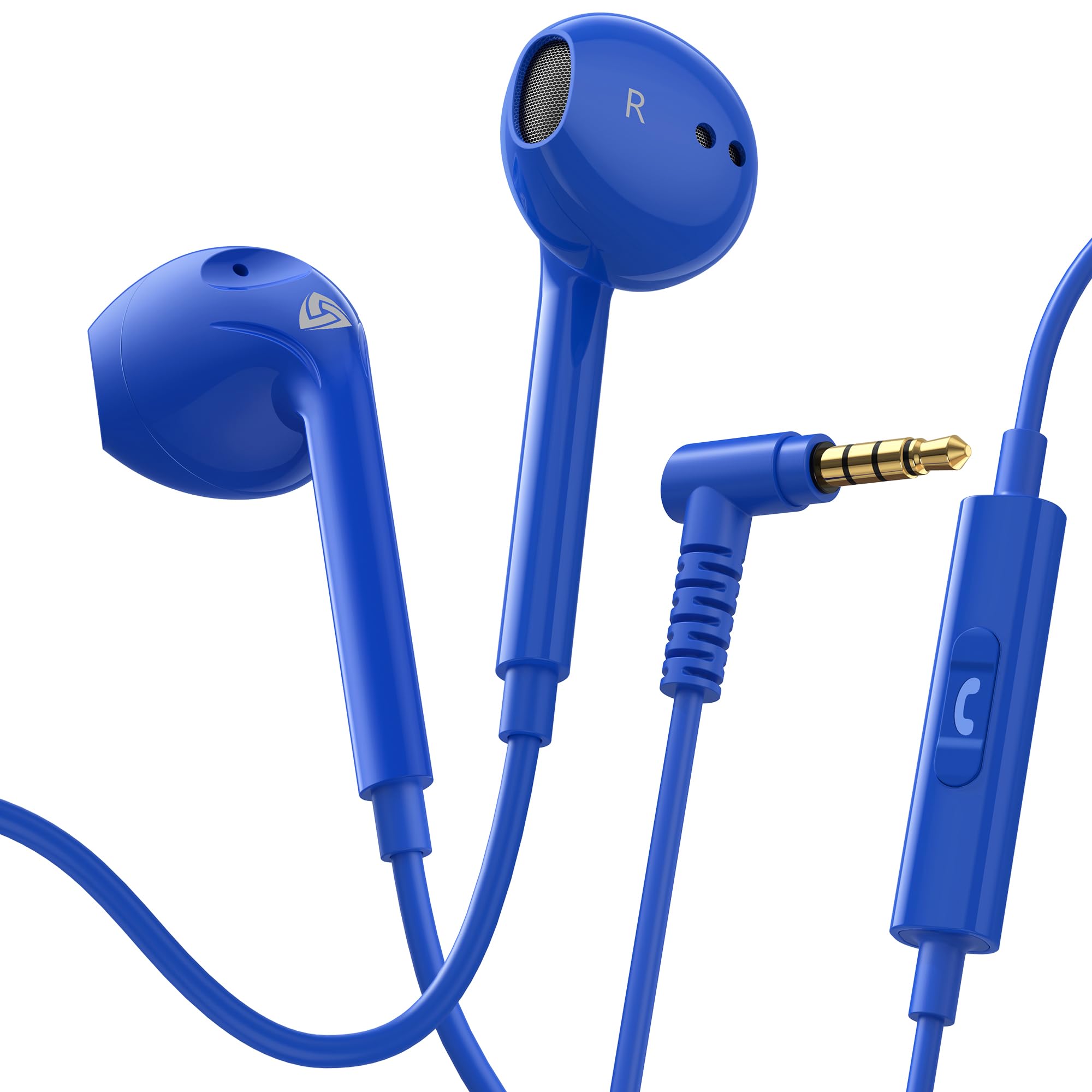 LUDOS ZENITH Auricolari In-Ear Cuffie, Cuffiette con Filo e Microfono, 2 Anni di Garanzia, Cuffie Isolamento Acustico, Cuffiette Cellulare, Jack 3,5 mm per iPhone, Apple, Samsung, Huawei - Blu