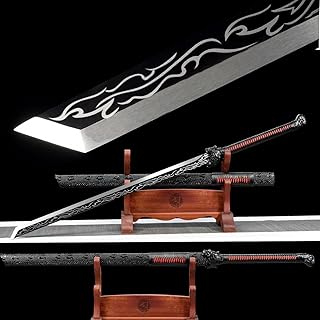 HERO SWORD Battle Ready Black Dragon Sword Real Sharp Full Tang Manganese Steel Chinese Sword,Samurai Sword,Katana,Cool Weapon for Men