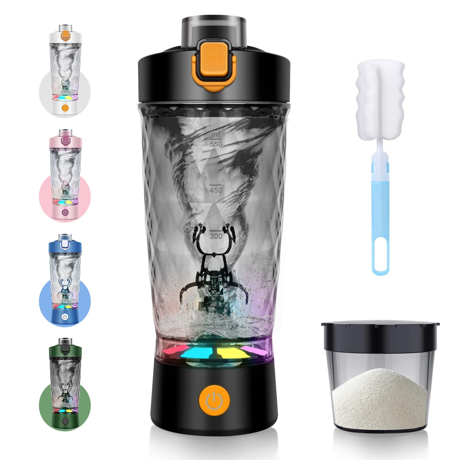 SOARFLY Shaker Elektrisch Protein Shaker mit Pulverfach 650ML Protein Mixer Shaker USB Wiederaufladbar,Elektrischer Shaker für Potein Pulver und Milchshake,Elektrischer Eiweiß Shaker,BPA-frei
