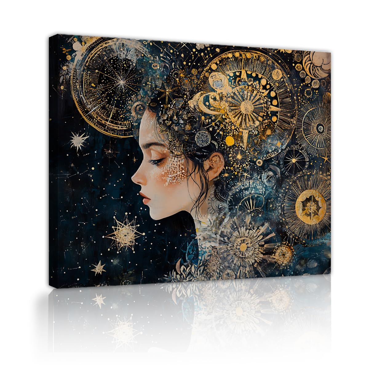 Via Vela Toile de rêve Art mural Murale galaxie Œuvres d’art vintage Affiches abstraites Bohèmes encadrées d’étoiles Peinture pour la déco du salon et de la chambre 45x60cm
