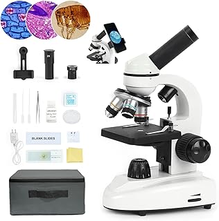 LaMulaOptics Microscope for Adults Kids Students, 100X-2000X Microscopes, Dual LED Illumination, Metal Compound Biological Monocular Microscope Kit for School Lab, Homeschool, STEM w/Carrying Bag