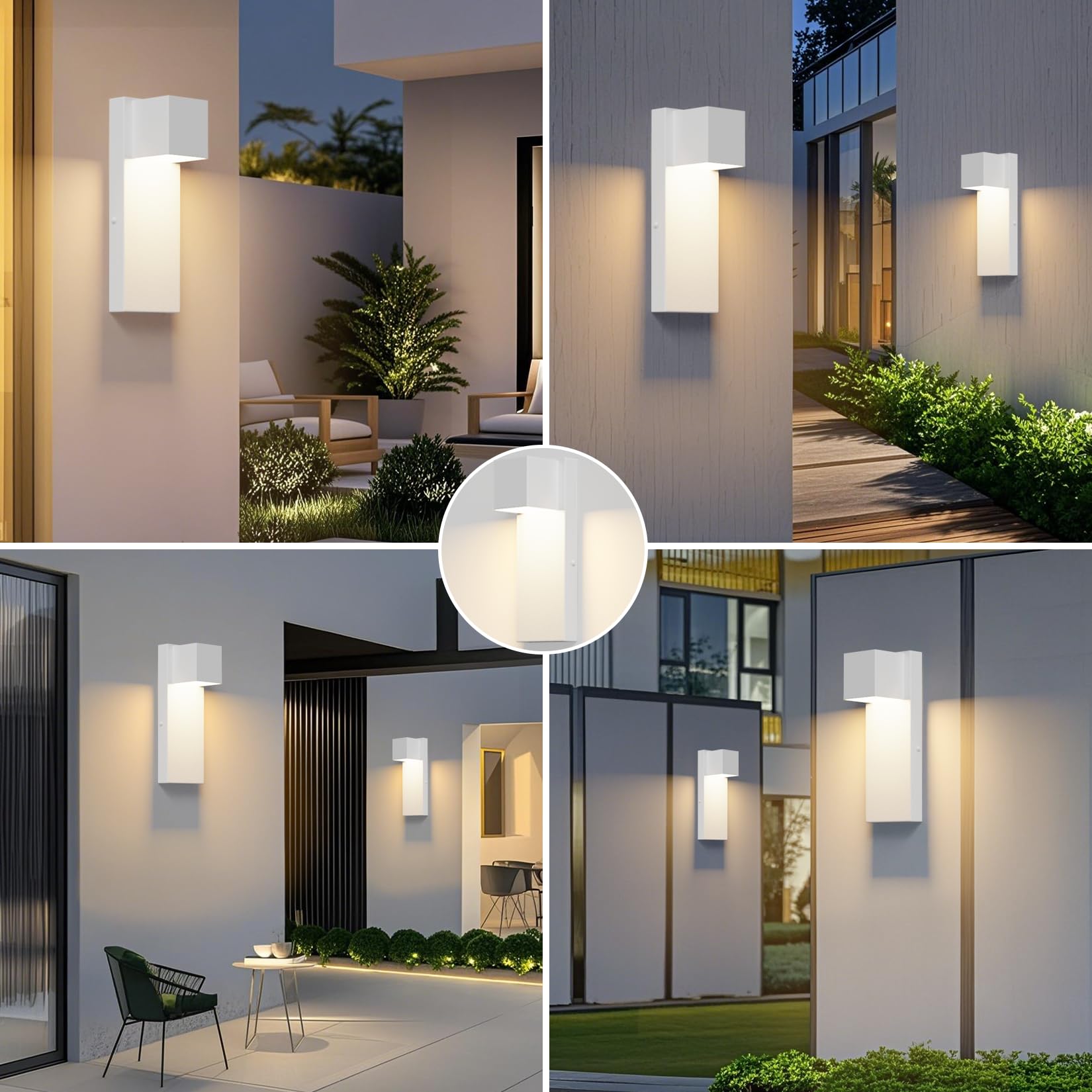 K-Bright LED applique da esterno 16W, 2 pezzi lampada da esterno 3000K bianco caldo IP65 impermeabile | applique in Acciaio Inossidabile per interni/esterni, balcone, giardino| Bianco