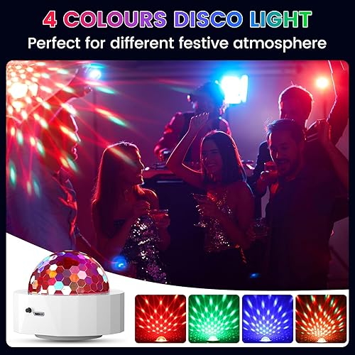 Miniatura 2 de Luces de discoteca para fiestas, 2 piezas de mini bola de discoteca multicolor, luces de discoteca portátiles activadas por sonido, luces LED de