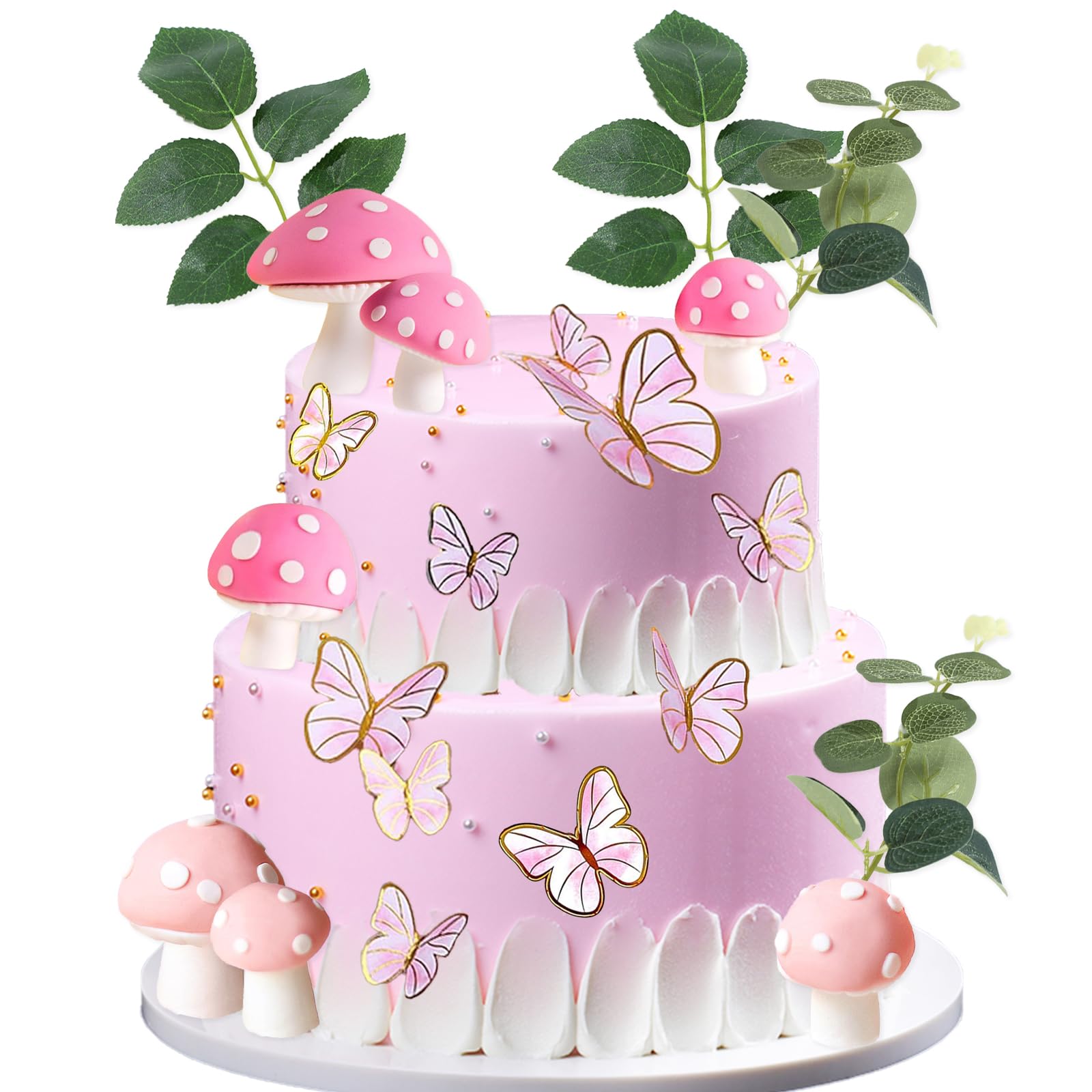 Feen Kuchendeko, Pilz kuchendeko, 21 Stück Feen Tortendeko Set, Schmetterling Cake Topper, Kuchen Dekoration Mädchen, Gras Tortendeko für Kinder Mädchen Geburtstag Party