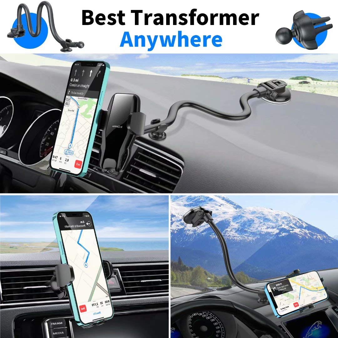 Windshield Car Phone Holder Mount, 13" Suction Cup Phone Holder for
