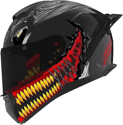 RUANLOV Casco de motocicleta de cara completa, casco de motocicleta frontal abatible, casco integrado aprobado por DOTECE, casco abatible de cara