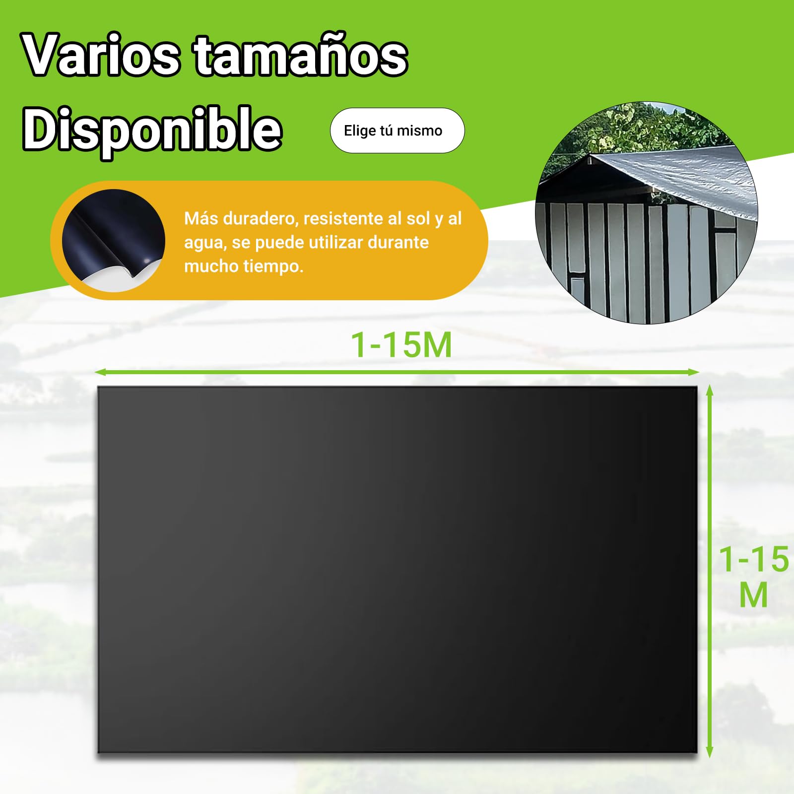 Revestimiento de Estanque Negro PVC - Forro Impermeable 0.12mm, Tamaños 3x7m/5x6m/7x8m/8x10m - para Peces, Fuentes y Lagos Artificiales