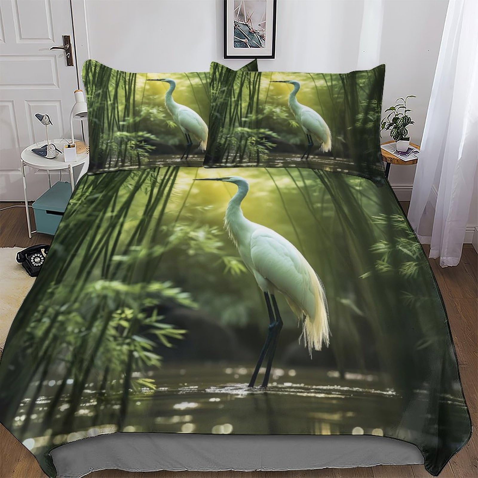 Housse de couette crane douce microfibres coton parure de lit 3 pieces 220x240cm pour adultes