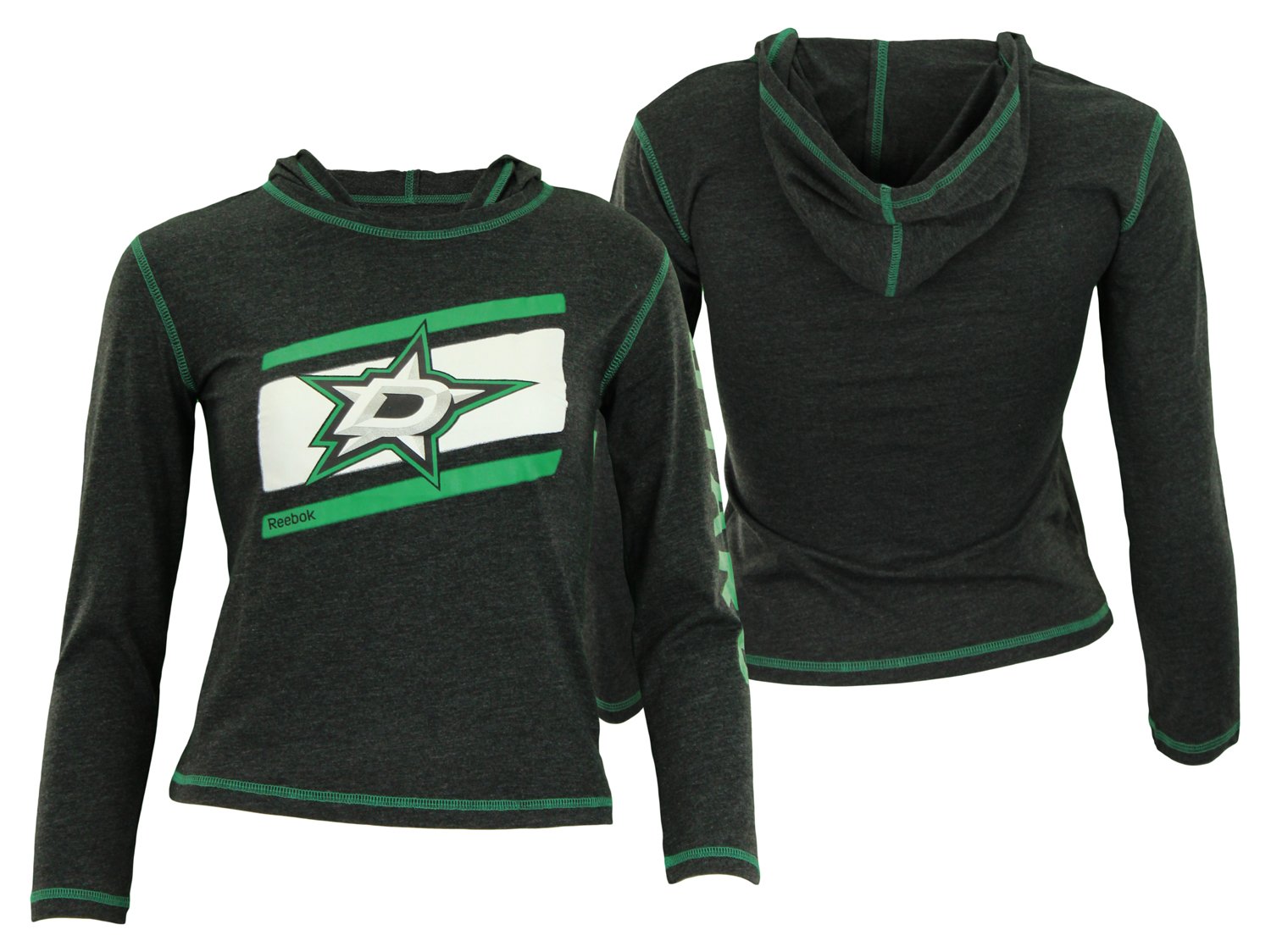 Outerstuff NHL Youth Girls Dallas Stars Long Sleeve Jersey Hoodie, Charcoal Large (14)