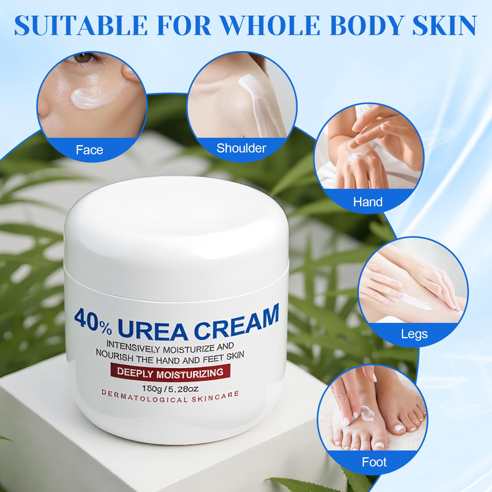 Crème à l'Urée 40% pour Pieds Très Secs et Abîmés, Crème Pied Hydratante et Cicatrisante, Emollient Pedicure et Soin Pieds Secs et Abimés pour Talons, Mains et Corps, 150g