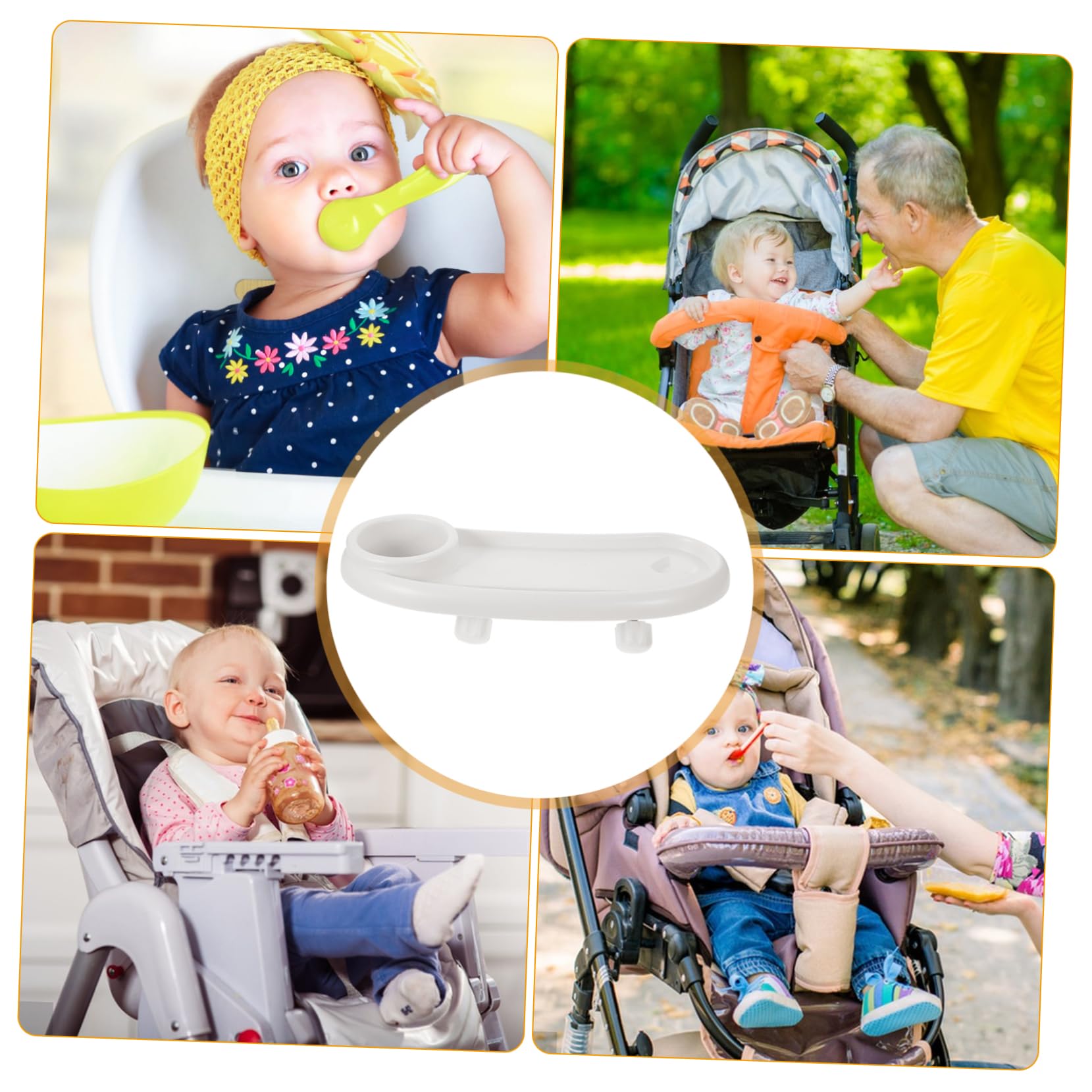 Bandeja para Cochecito de Bandeja Desmontable con Soporte para Bebidas para Merienda Infantil de Instalar y Limpiar Accesorio Práctico para Carritos