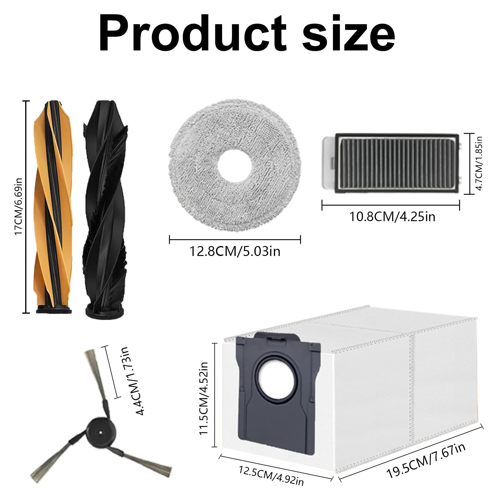 Akcesoria do Dreame L40s Pro Ultra/ X50 Ultra Complete/X50 Master/ L50 Pro Ultra i do odkurzacza Mova V50 Ultra Complete, 2 szczotki główne, 4 filtry, 6 worków do kurzu, 6 ściereczek, 6 szczotek
