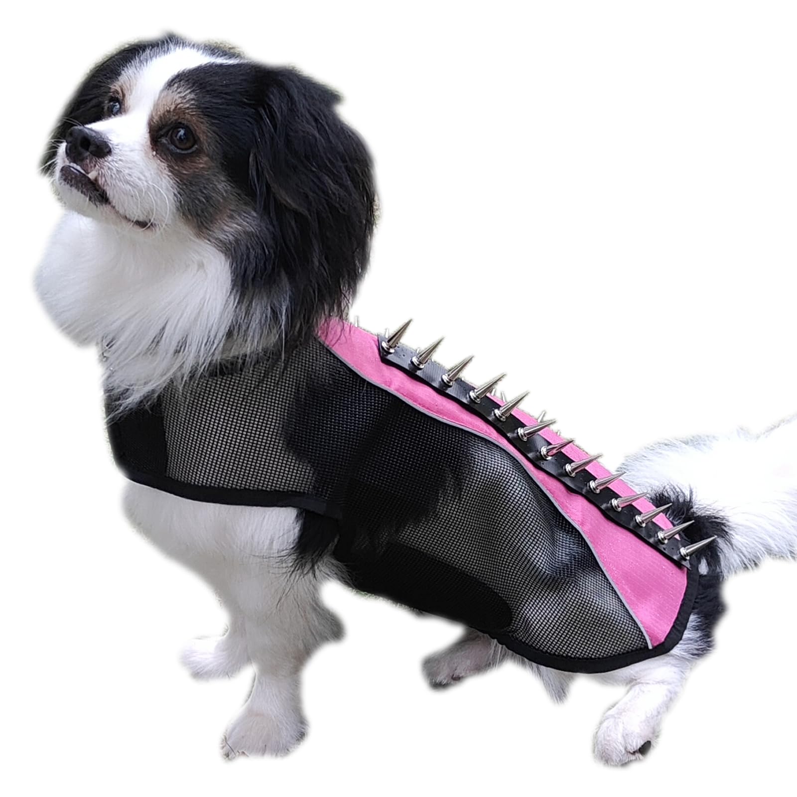 Spike Mesh Dog Harness Jacket - Summer Reflective Waterproof Coat for Small to Large Dogs - Pink Medium