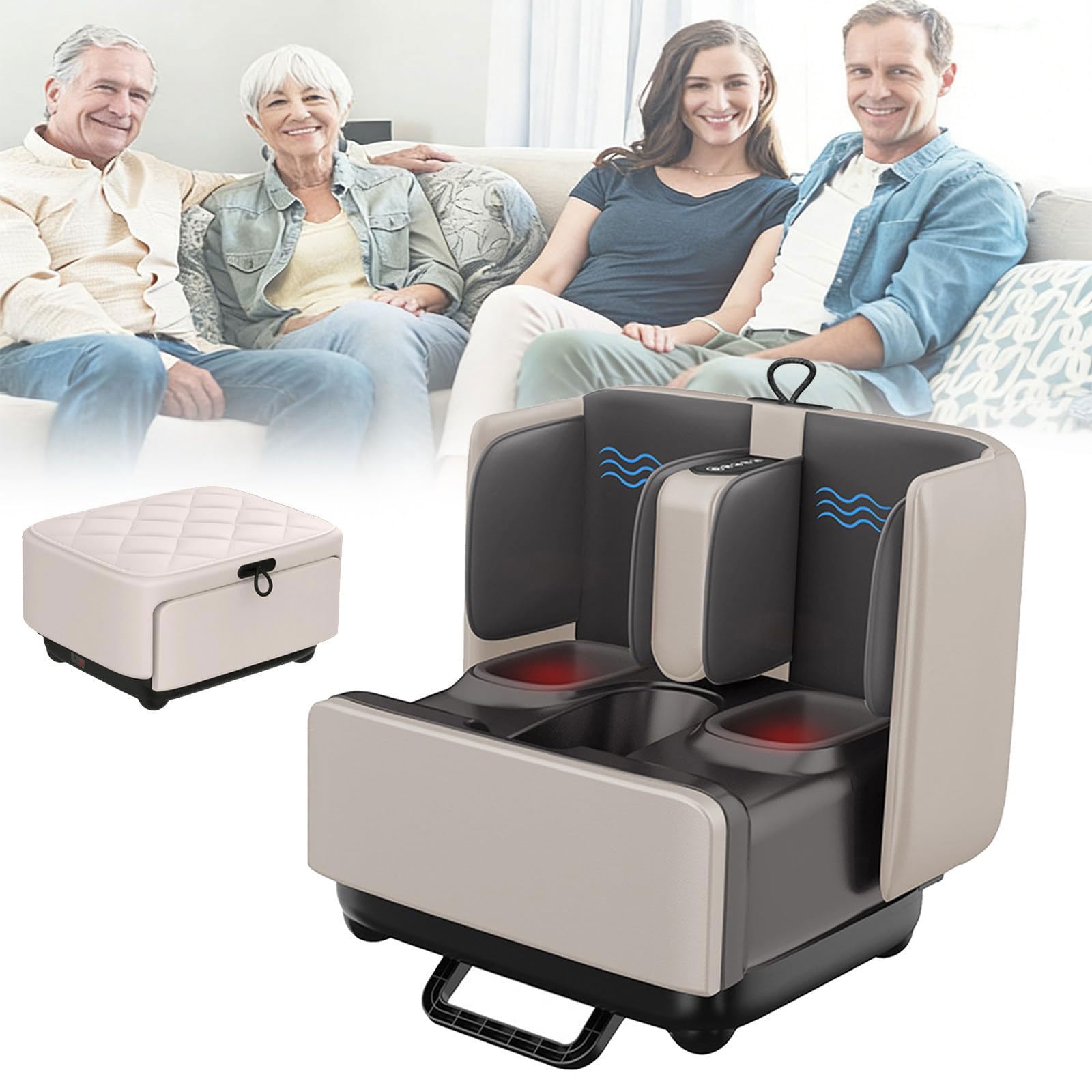 Masajeador De Pies Shiatsu Con CalefaccióN, Masaje De Tejido Profundo, Masajea Los MúSculos De Piernas Y Pies, Masajeador De Pies Con Vibración Y Compresión Regalo Para Mamá, Papá Y Amigos(Off-white)