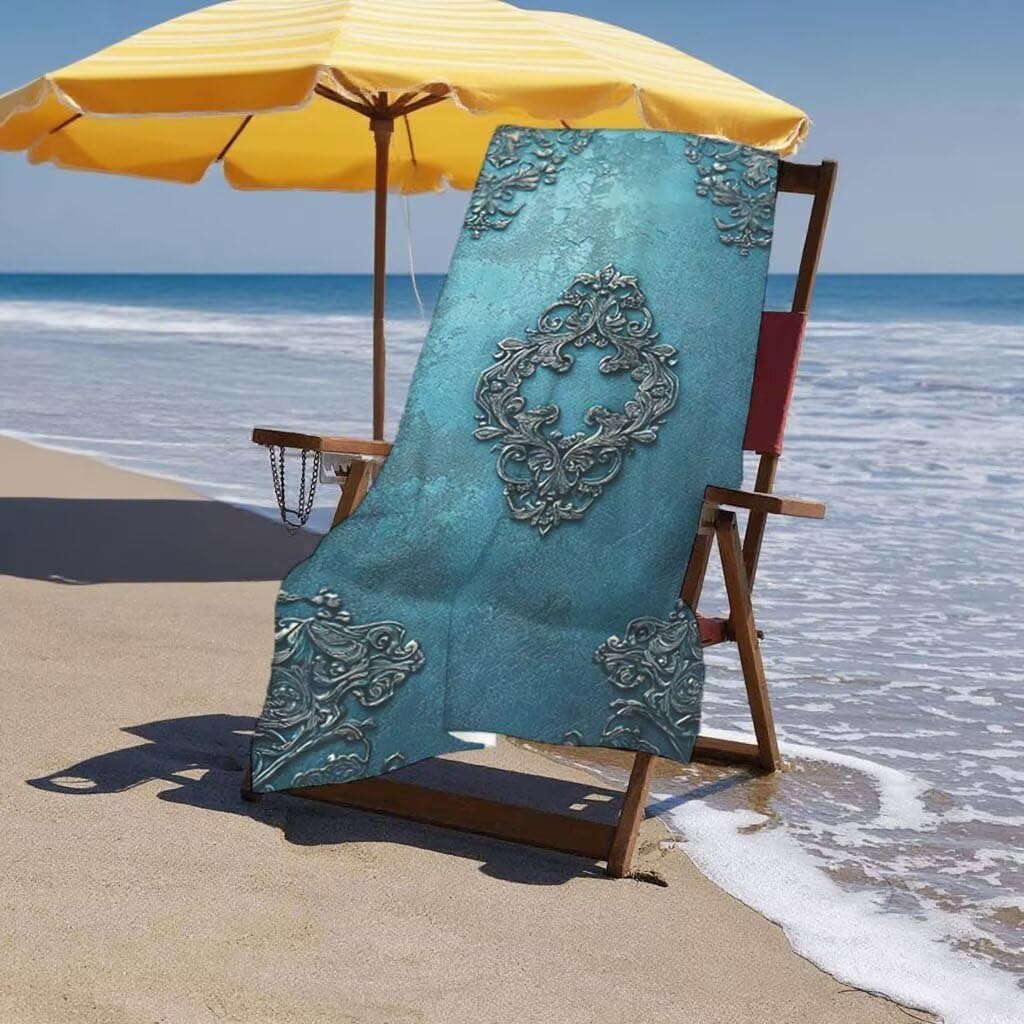 Toalla de Playa Grande 220x100cm/35x70cm, Juego de 2 Toalla Microfibra XXL de Antiarena, Toallas Playa Suave Ligera, Absorbente Secado Rápido, Beach Towel Viaje, Regalo Mujer Hombre (Sencillez) G-46