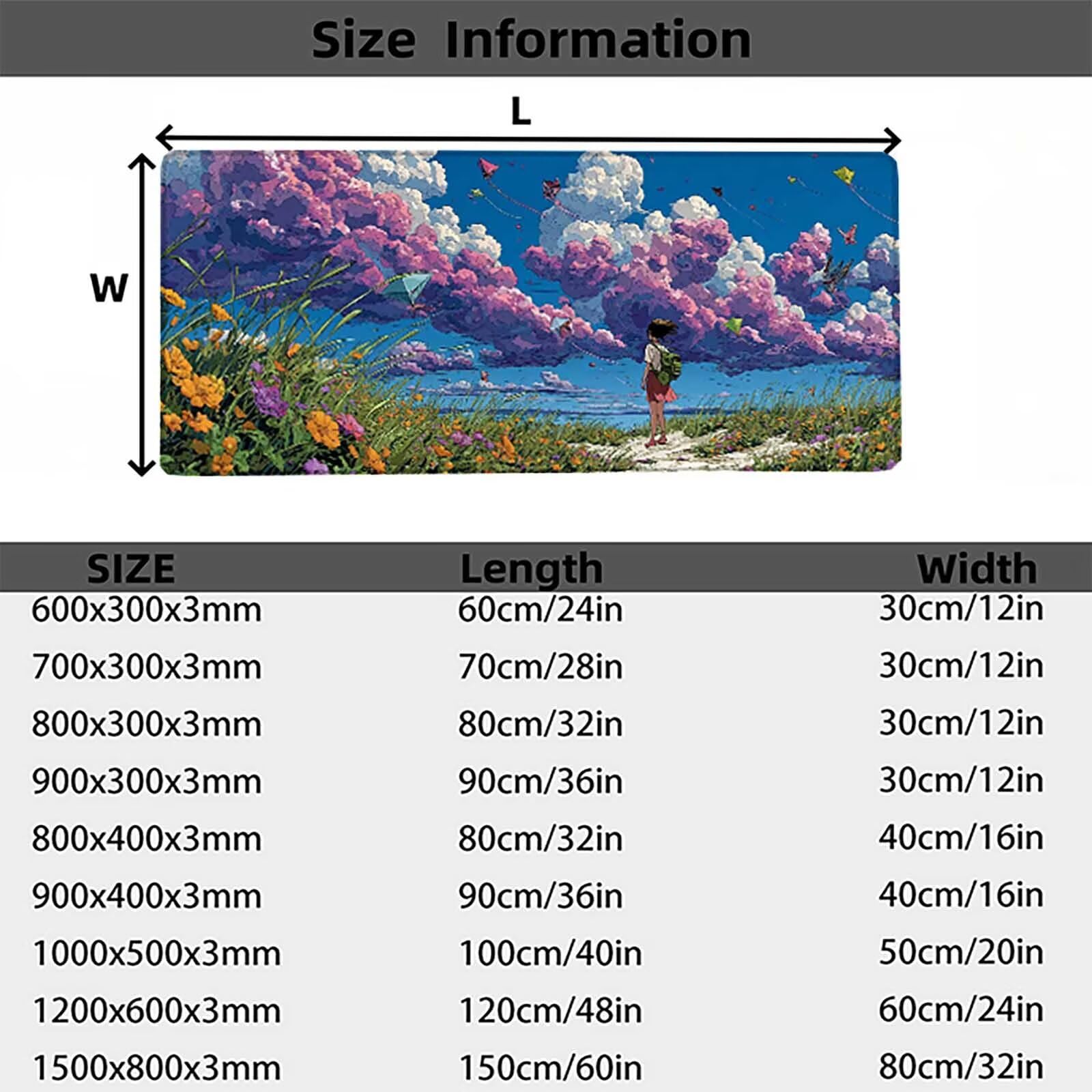 Podkładka pod mysz XXL 1500 x 800 x 3 mm, gamingowa podkładka pod mysz, krajobraz, niebo, podkładka na biurko z szytymi krawędziami, antypoślizgowa gumowa podstawa, wodoodporna, akcesoria gamingowe