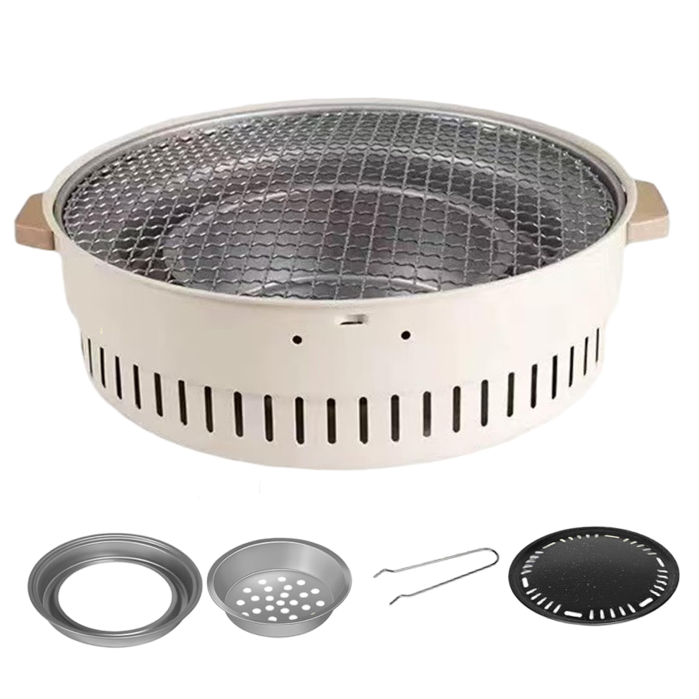 Portable Grill Charcoal, Dual-mode Korean Bbq Grill Set - Outdoor Grills & Smokers With Net & Frying Pan For Indoor/outdoor Use, Charcoal Grills