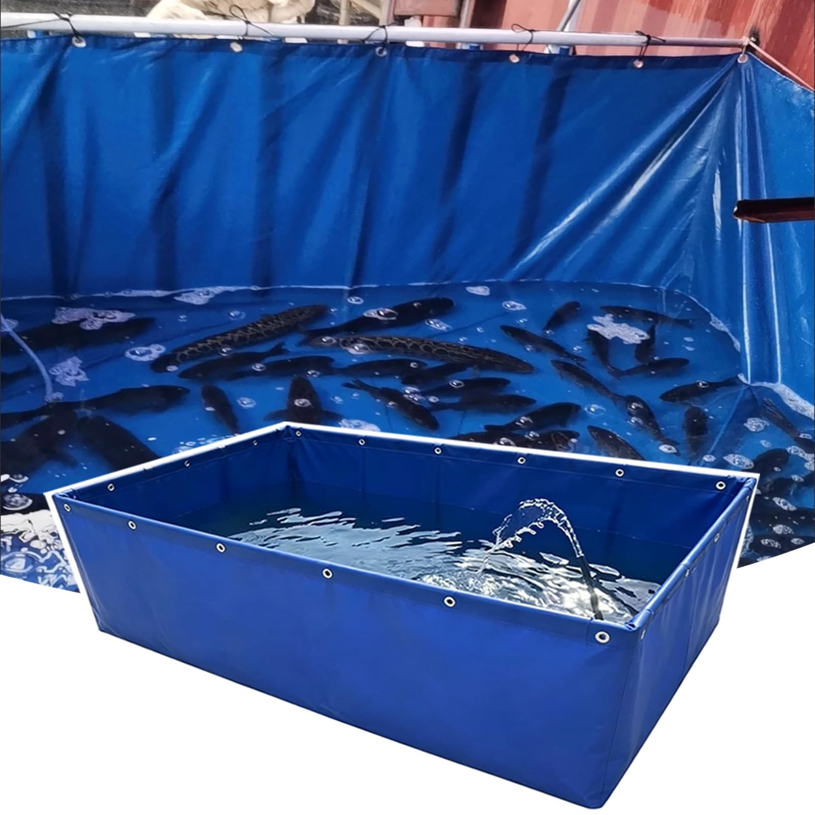 PVC-Fischteich aus Segeltuch, strapazierfähiges Zuchtbecken mit Ablassventil, oberirdischer Vorratsbehälter zur Speicherung von Bewässerungswasser für landwirtschaftliche Betriebe(1x1.5x1.2m)