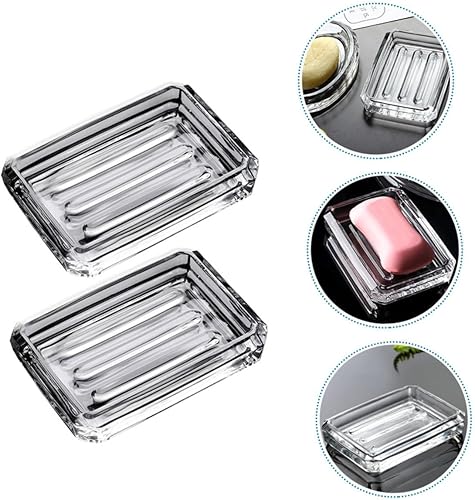 Miniatura 2 de NOLITOY 2pcs Box Soap Box Sink Sponge Holder Sponge Sink Holder Clear Soap Holder Dish for Bar Soap Shower Soap Holder Shower Soap Container Glass
