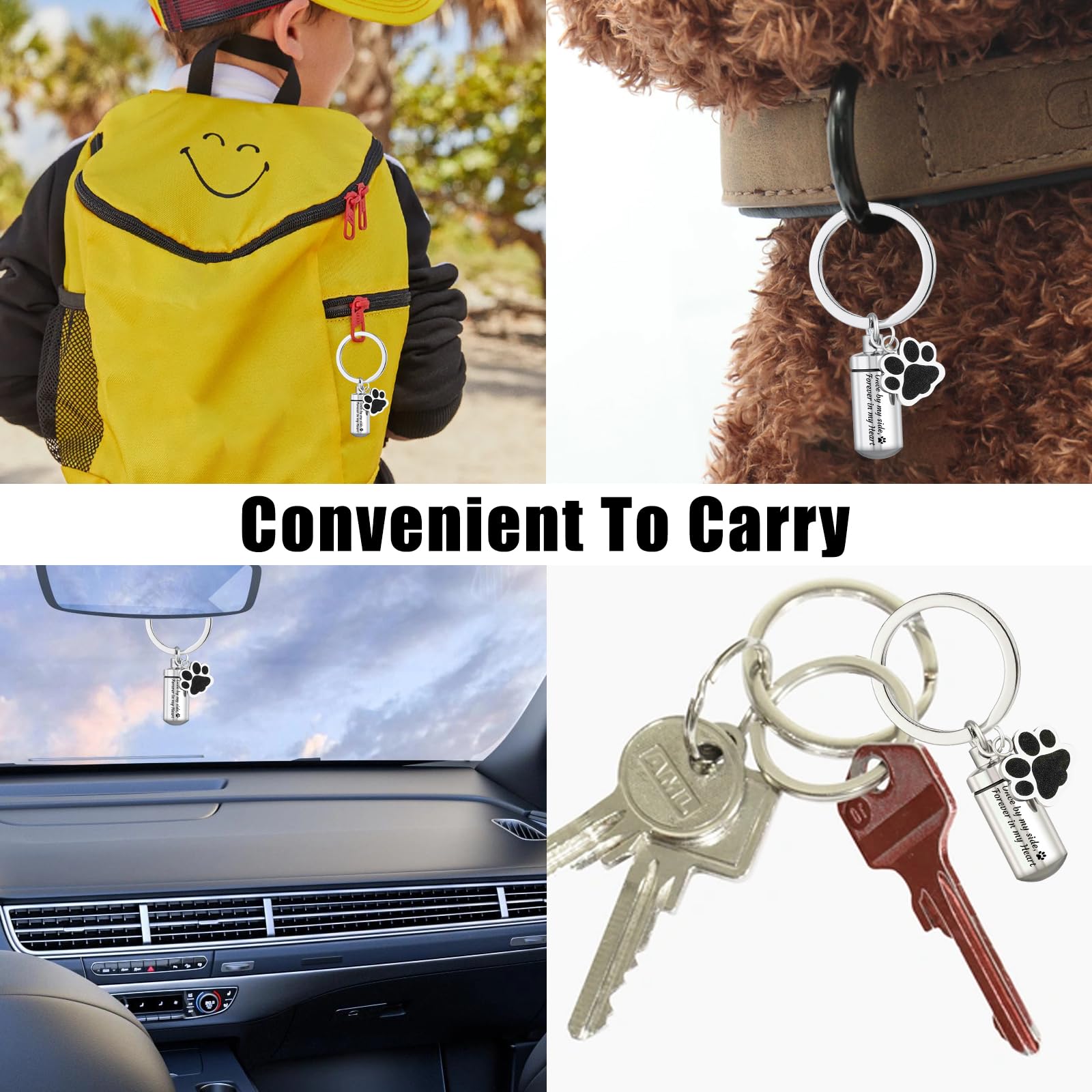 Portachiavi Urna Per Animali Domestici - Acciaio Inox, Mini Urna Per Ceneri O Peli - Foto 2