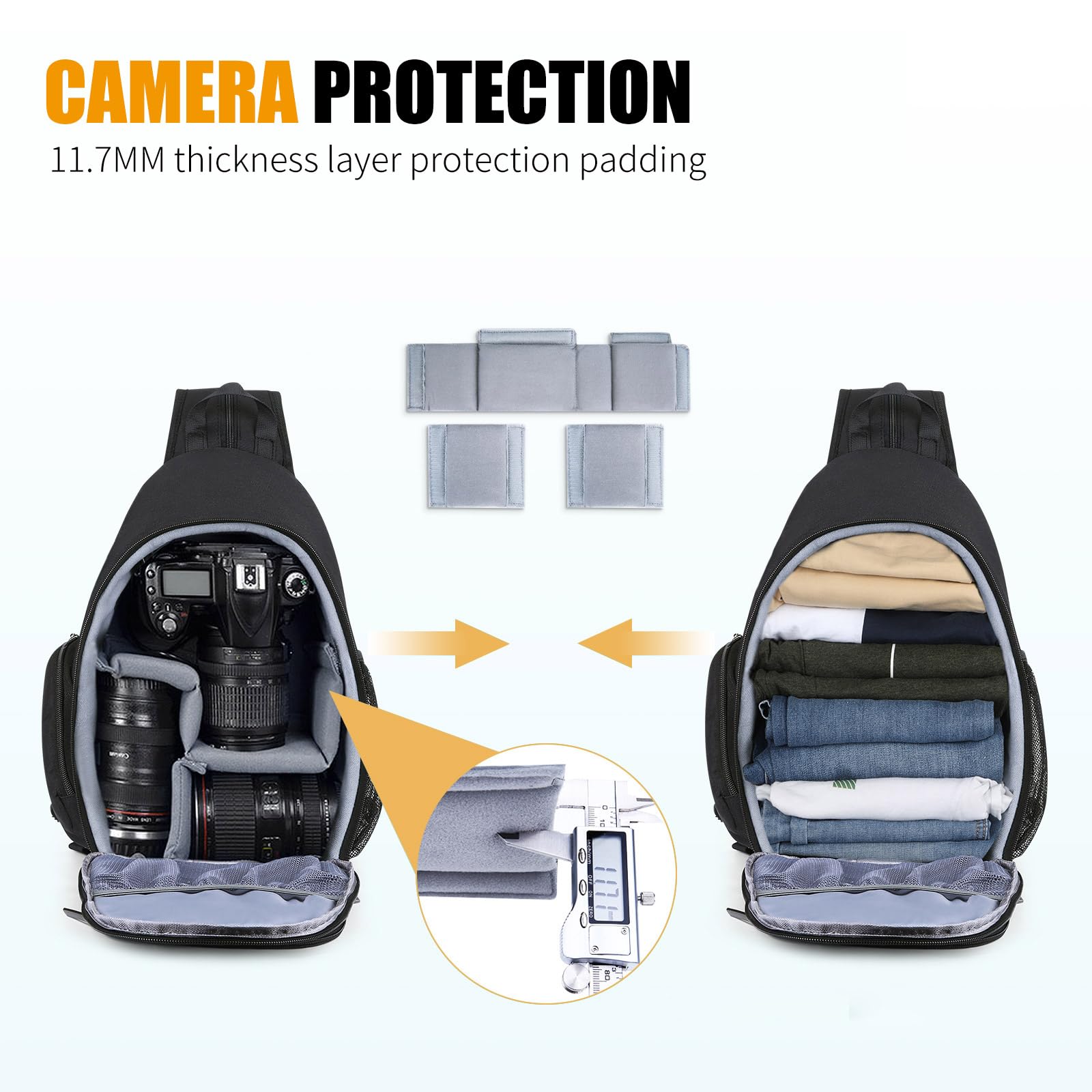 BAIGIO Zaino Fotografico Multifunzionale, Borsa a Tracolla per Fotocamera, Borsa per Reflex, Zaino Impermeabile per Fotocamera, Borsa per Obiettivo Canon Sony Nikon SLR DSLR