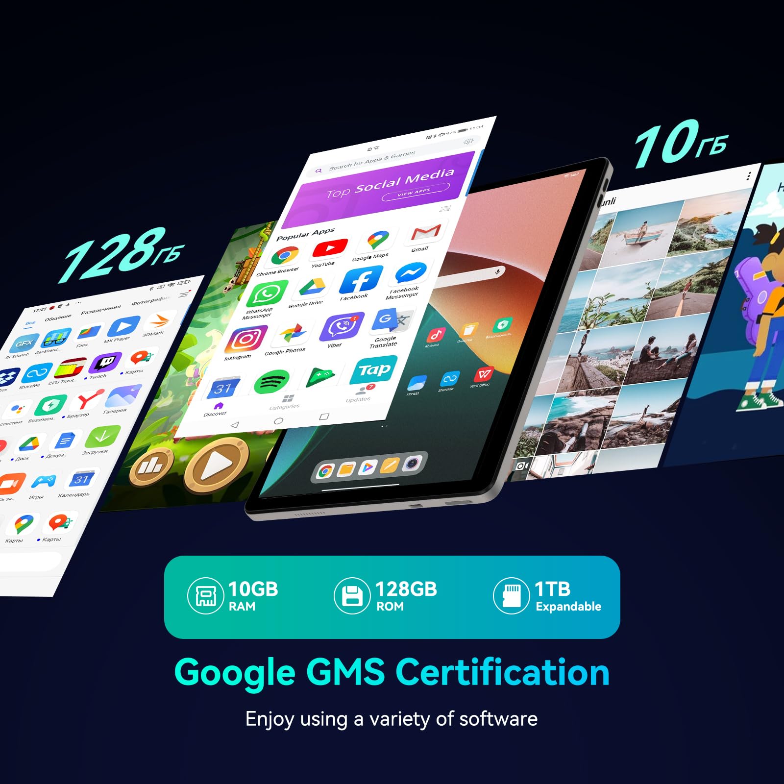 Tablet Android14 11 pollici 10 GB di RAM e 128 GB di ROM (TF 1TB espandibile) Processore octa-core 5MP+8MP Doppi altoparlanti Widevine L1+WiFi 6+Bluetooth 5.3 1280*800 HD Batteria 6800mAh (Grigio)