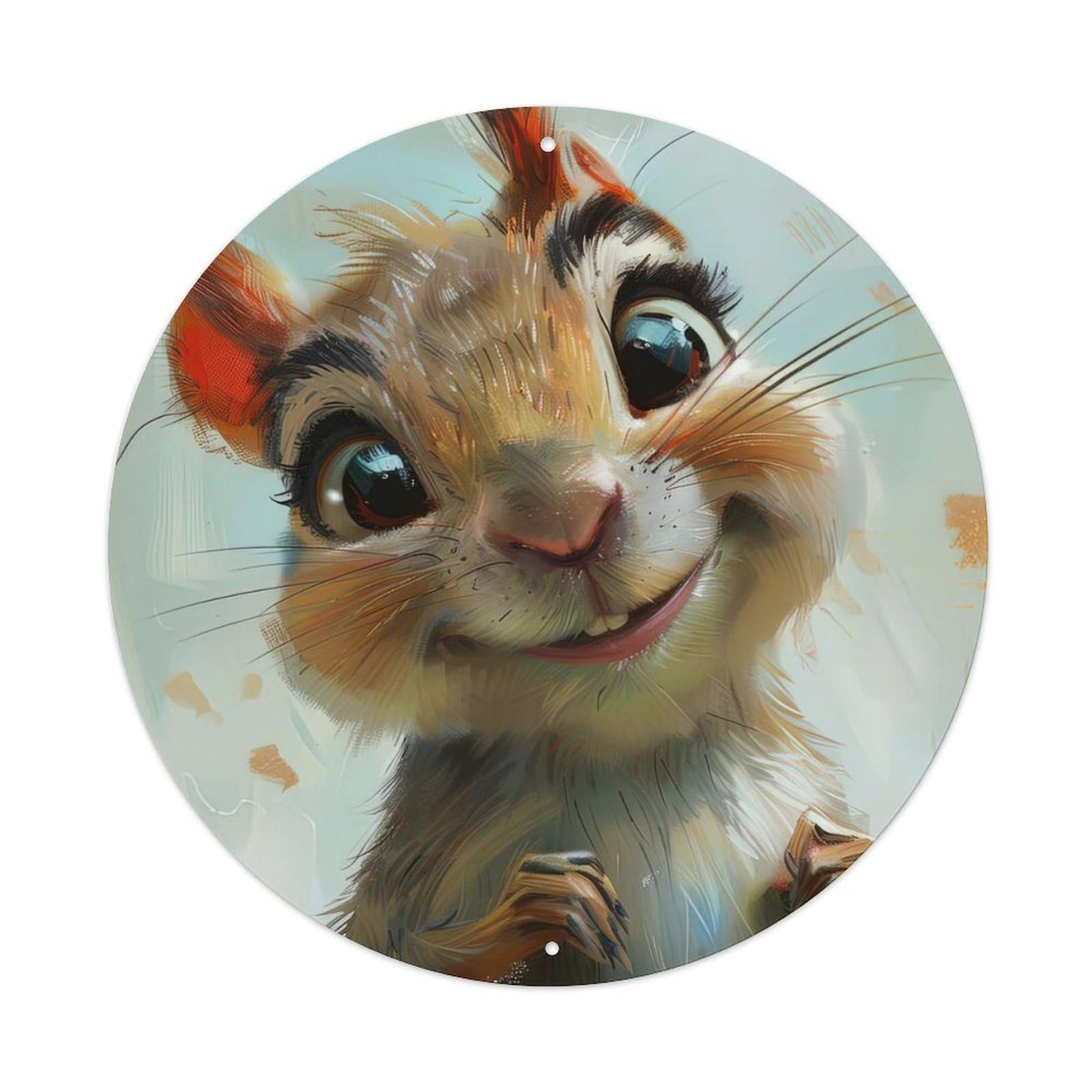 Animal Poster Cute Squirrel Vintage Metal Tin Sign Plaque Wall Decor for Cafe, Club, Garden Round Metal Poster 8x8Inch
