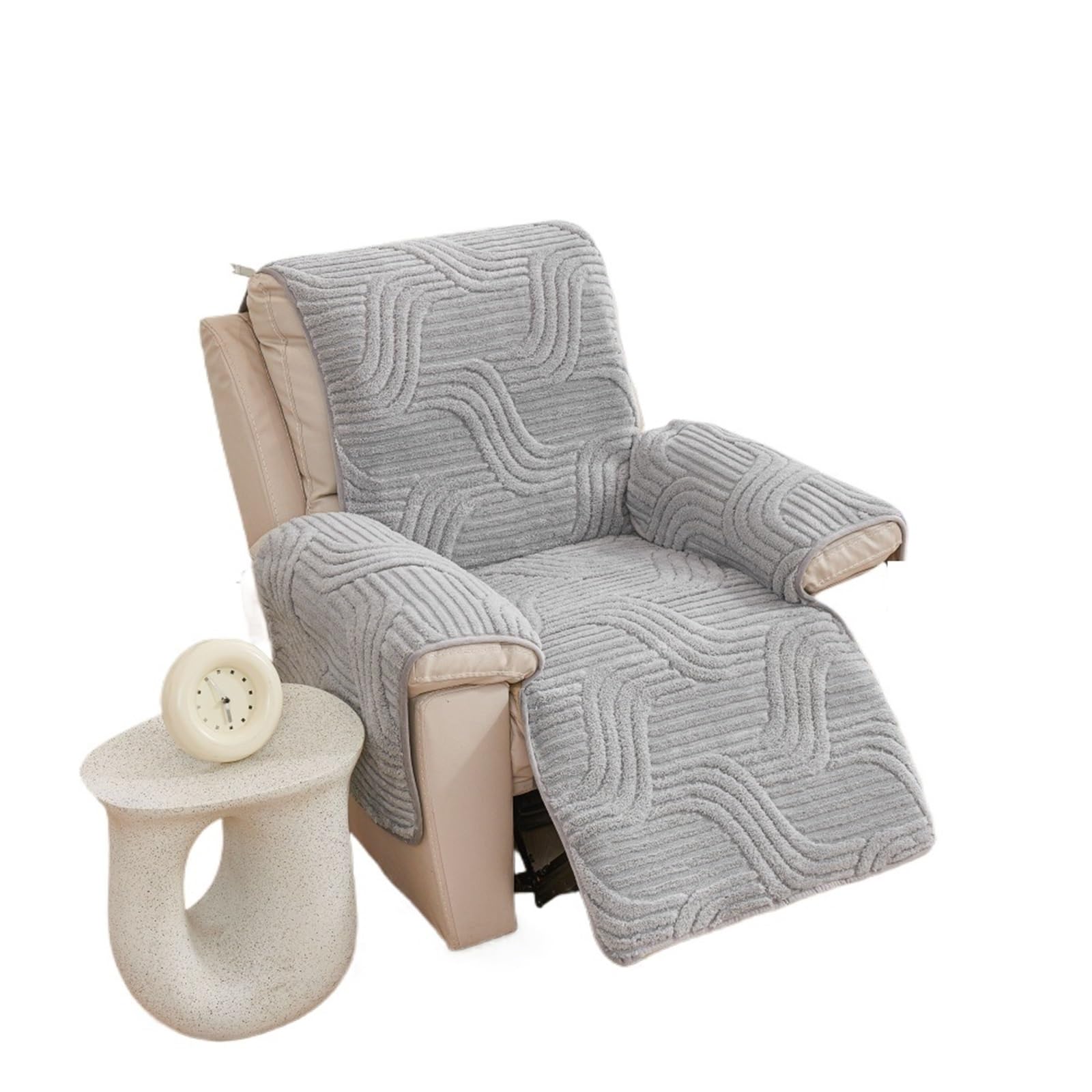 Funda de sillón reclinable de vellón grueso esponjoso WJIAYAO acabado peluche gris