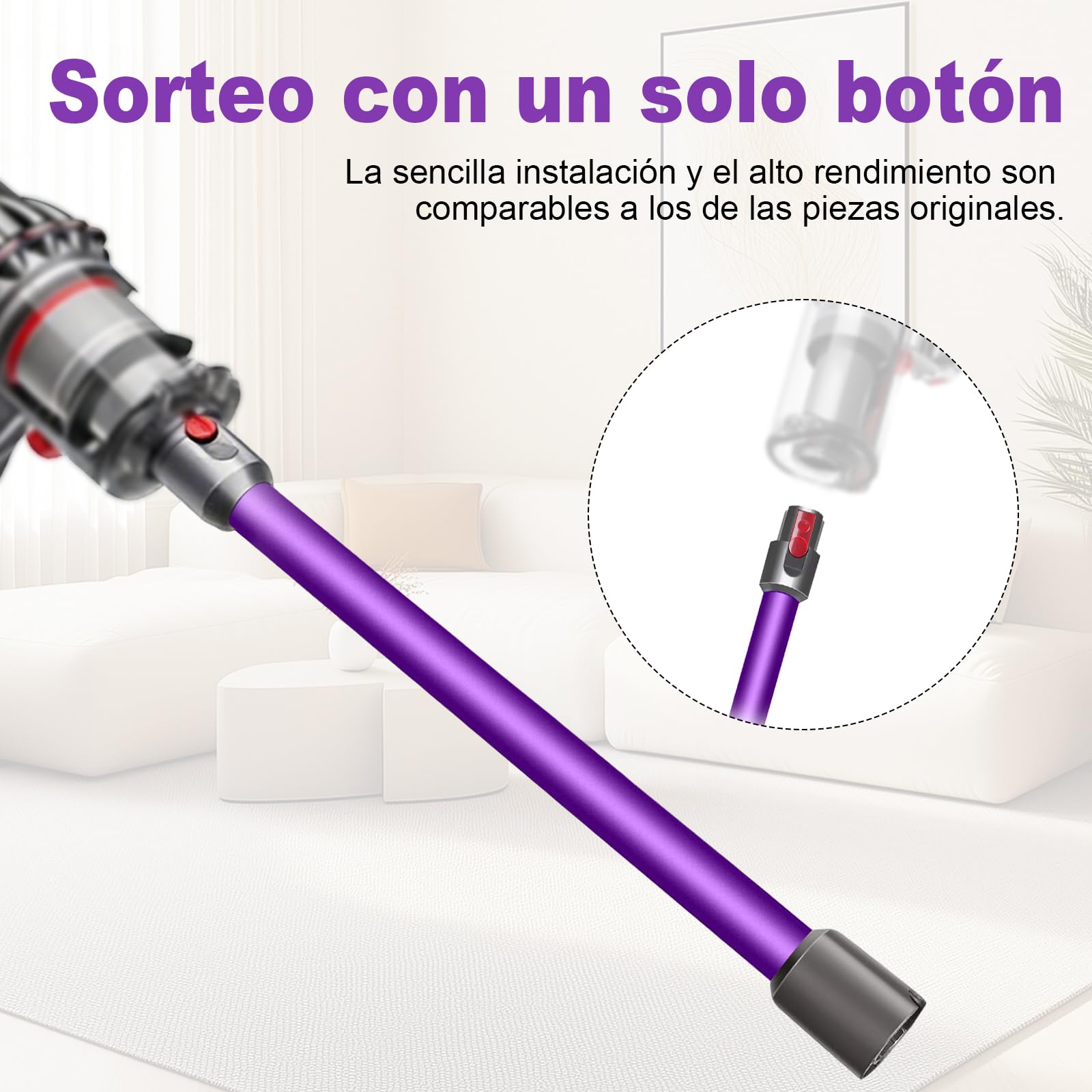 Tubo de Extensión para Dyson V12 Slim / V10 Digital Slim,Repuesto Aspiradora 74 cm Accesorio de Tubo Liberación Rápida Varilla Recambios de tubo de Aspiración Accesorios (Morado）