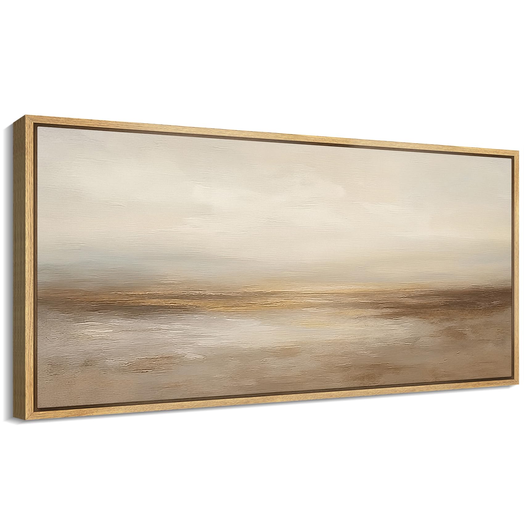 Extra Large Framed Canvas - Beige Horizon Abstract