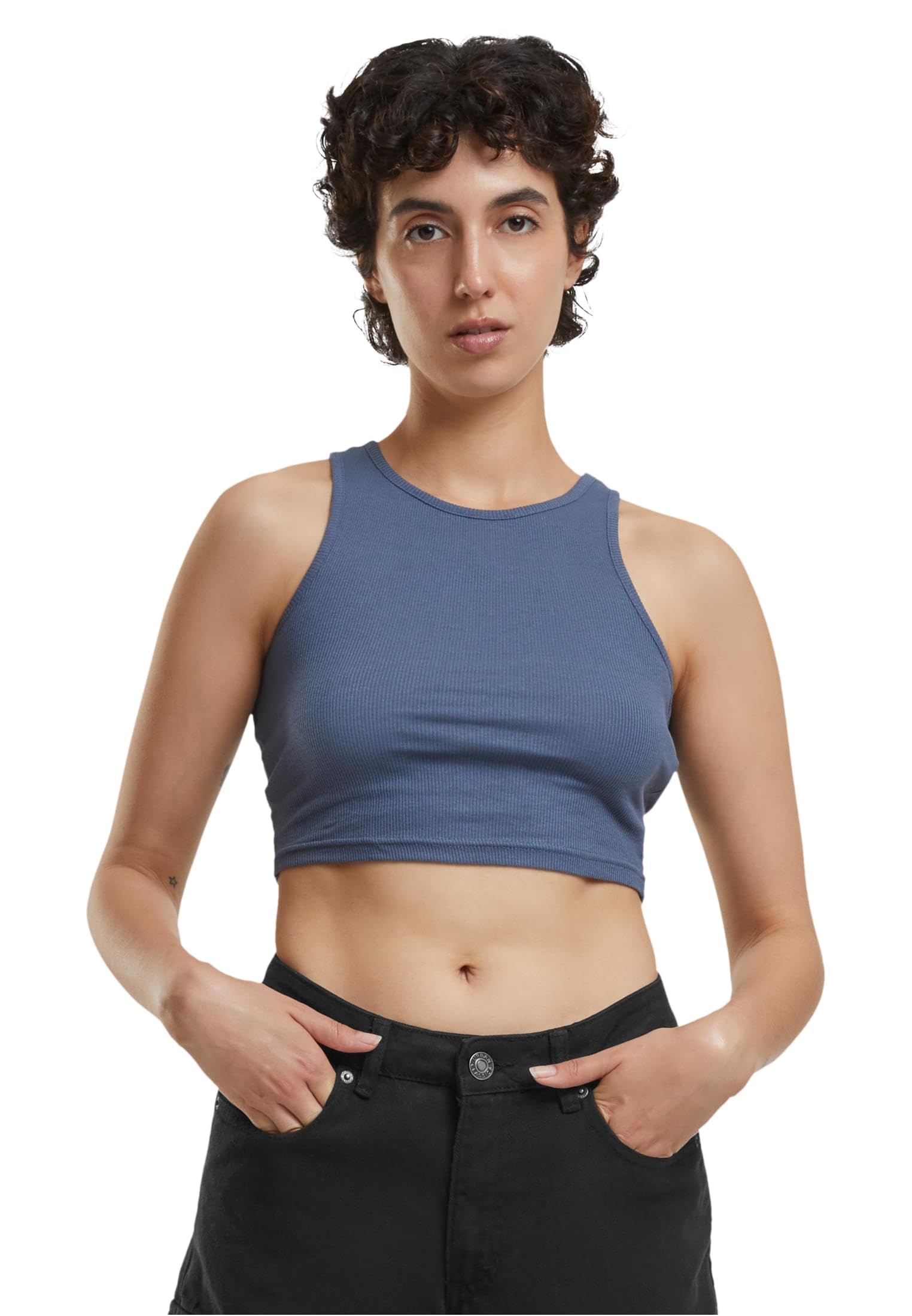 Urban Classics Women's Tb1498-ladies Cropped Rib Top Undershirt, Vintage Blue, 3XL