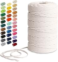 Nook Theory 3mm Macrame Cord 220 Yards Cream Cotton Rope - Soft Strong Supplies for Boho Wall Hangings Plant Hangers Knots (3 Ply)