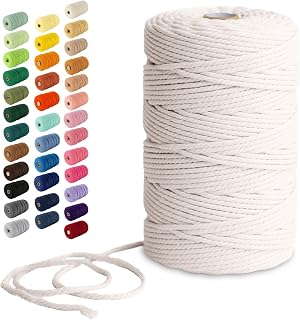 Nook Theory 3mm Macrame Cord 220 Yards Cream Cotton Rope - Soft Strong Supplies for Boho Wall Hangings Plant Hangers Knots (3 Ply)