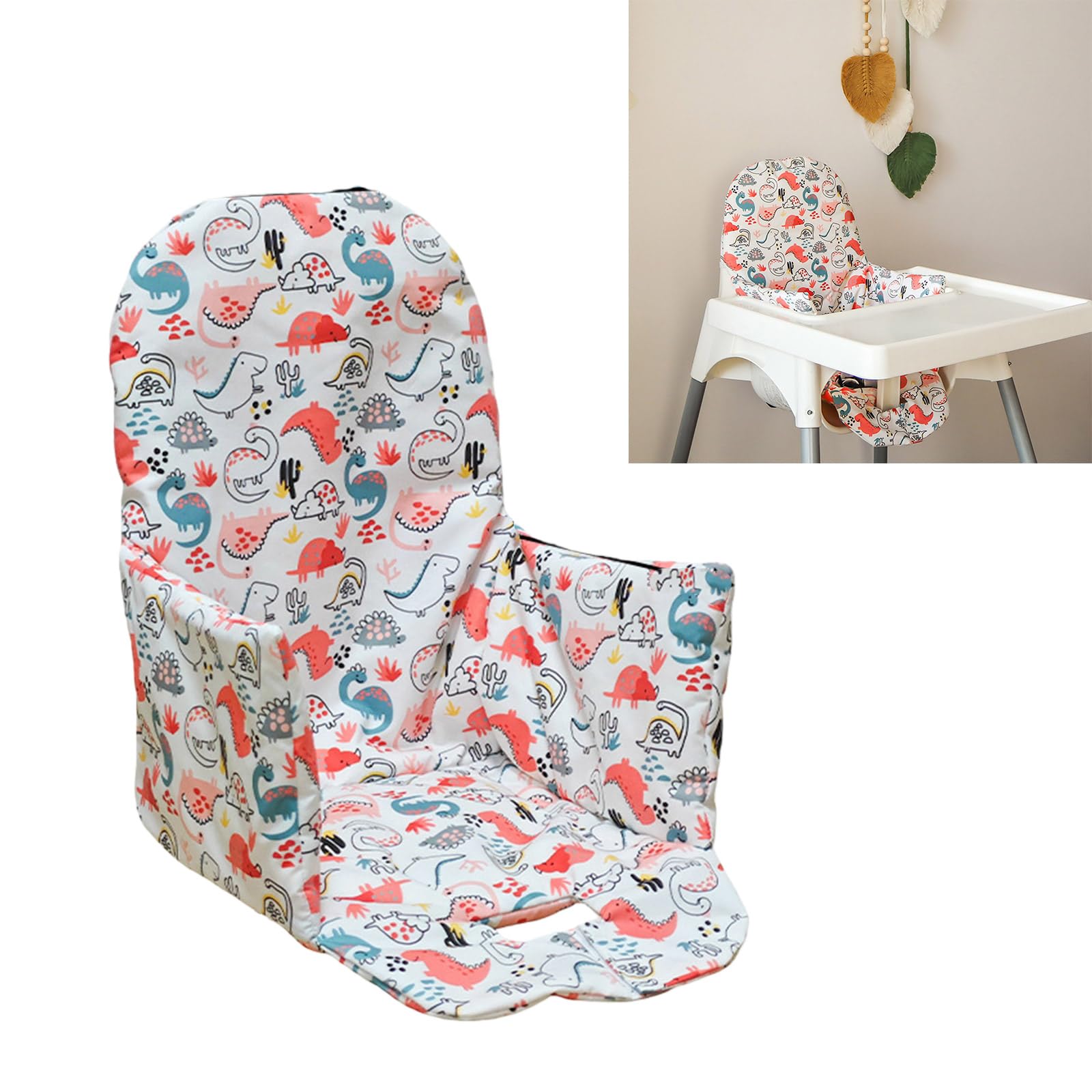 Funda para silla lavable a máquina, fácil de limpiar, cojín para silla de alimentación infantil, estampado de dibujos animados, transpirable