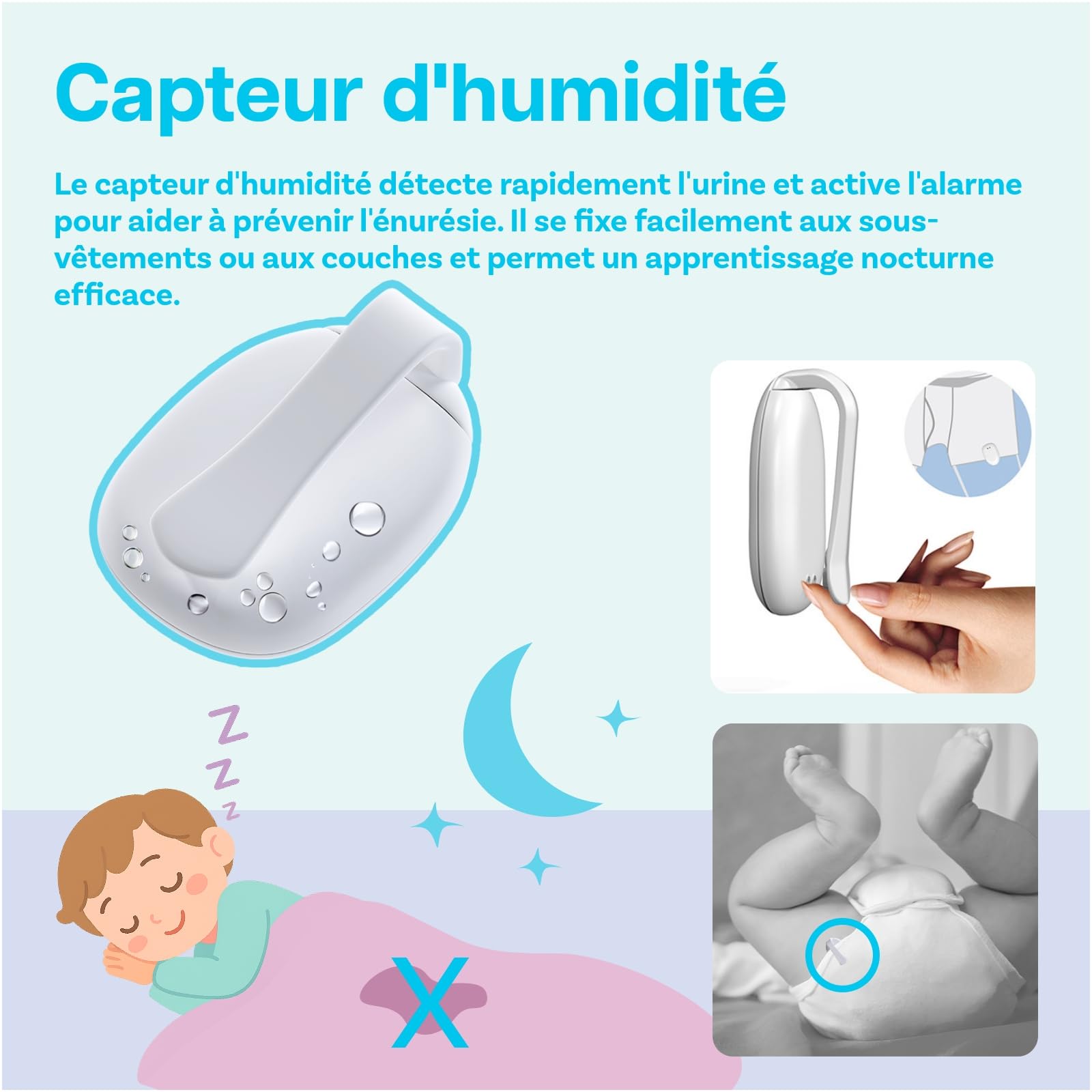Alarme Sans Fil pour Énurésie Nocturne par MMOBIEL – Alarme Pipi Rechargeable avec Sons & Vibrations pour Enfants et Adultes – Détecteur l'Apprentissage de la Propreté - Alerte d’Énurésie Sans Fil