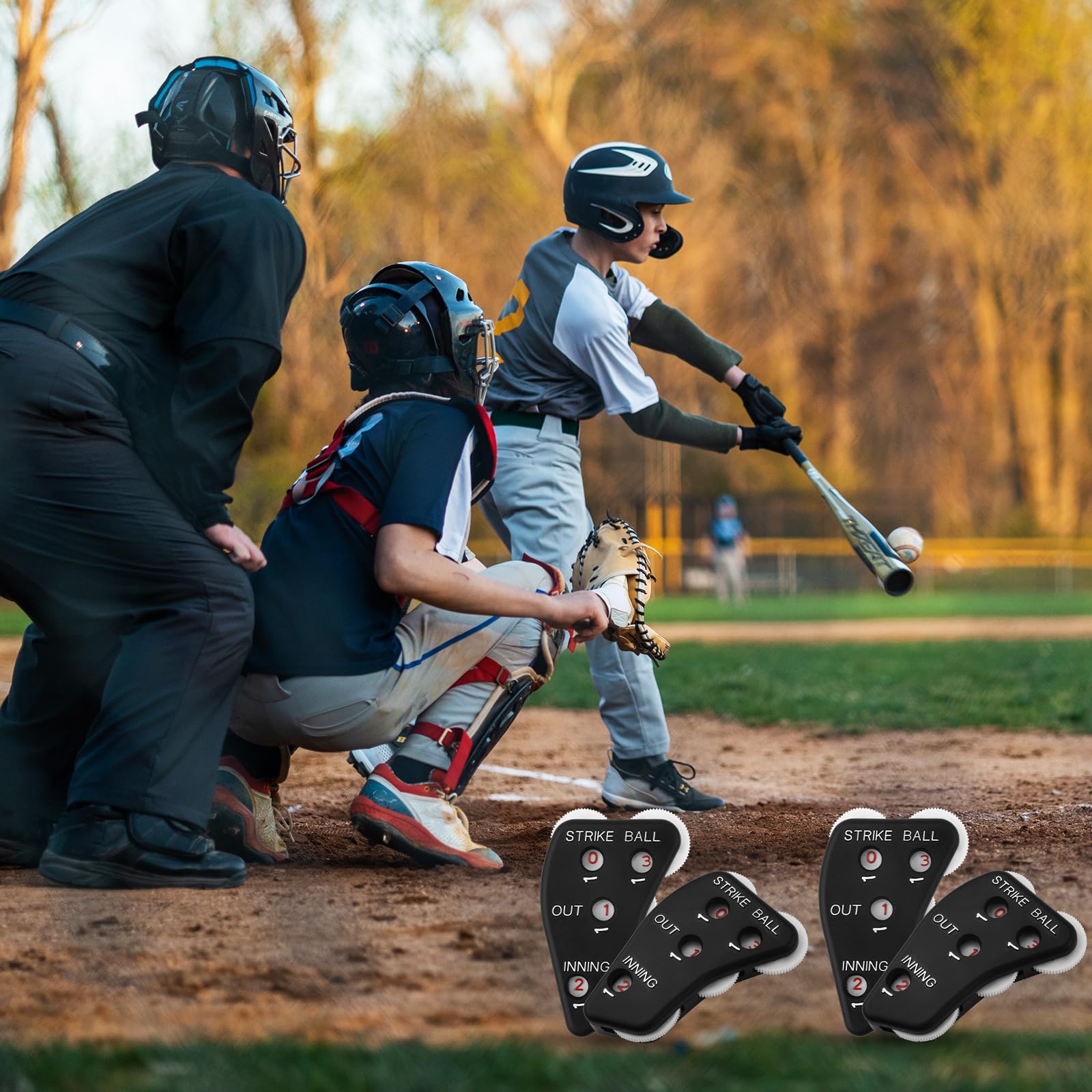 TOYMIS 4pz Indicatori Arbitri Baseball, 4 Ruote Clicker per Arbitri di Baseball Contapunti Sportivi Registrare Strike Ball Out e Inning per Allenatori di Softball