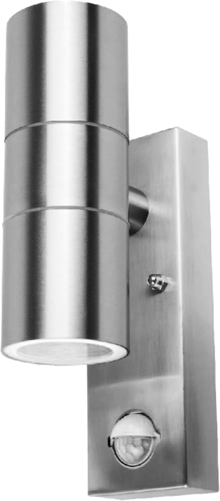 PowerSave Up/Down Dual Illumination Wall Spot Lights with PIR Motion Sensor & Manual Override (Silver)