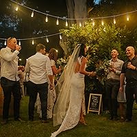 Vista 8 de Mlambert Luces de Cadena para Exteriores de Cable Blanco de 96 Pies con 30+3 Bombillas LED de Plástico, Regulables Impermeables Irrompibles