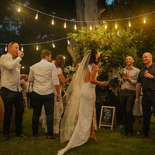 Miniatura 8 de Mlambert Luces de Cadena para Exteriores de Cable Blanco de 96 Pies con 30+3 Bombillas LED de Plástico, Regulables Impermeables Irrompibles