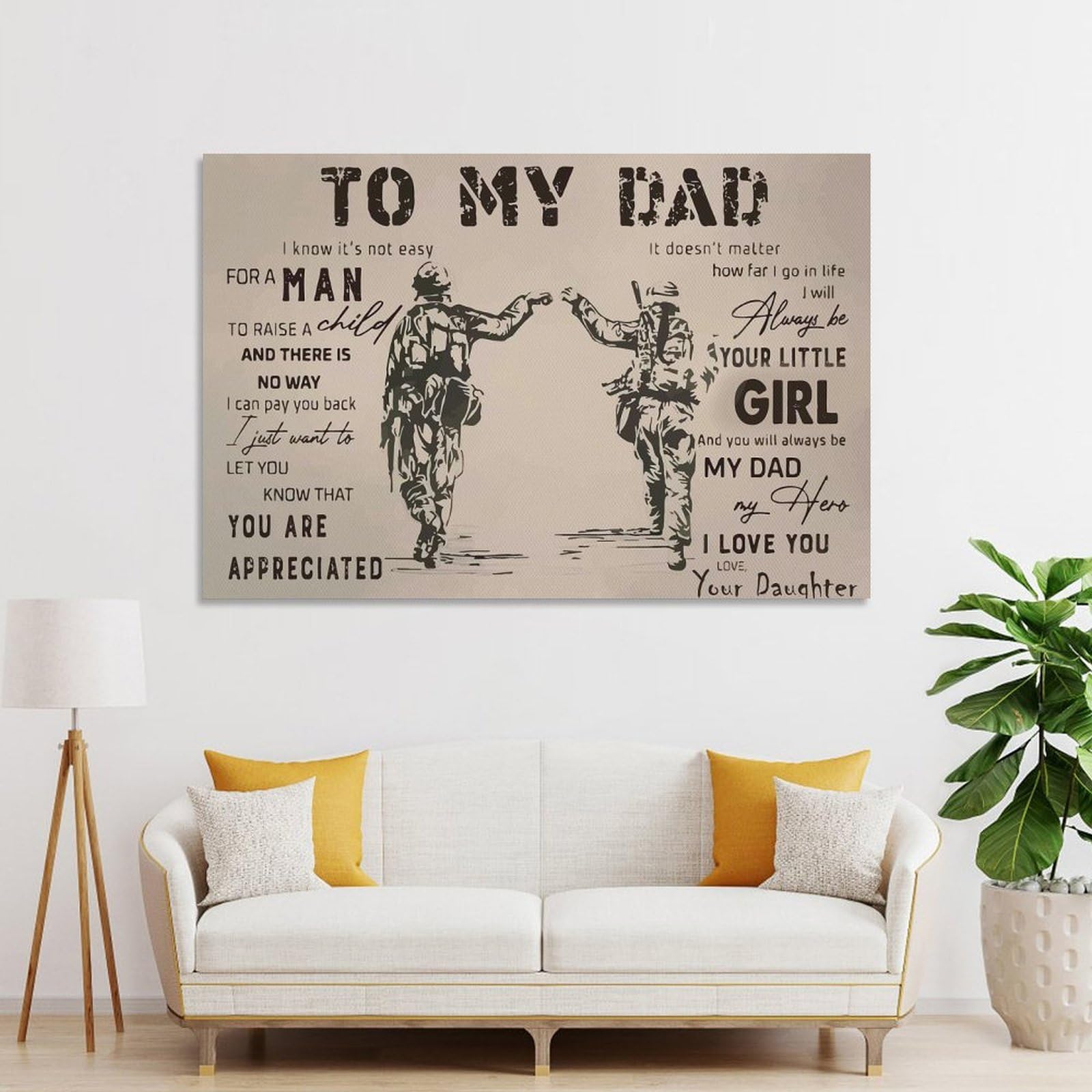 Junmoney To My Dad Gift Daughter Decorative Wall Artwork 20x30inch(50x75cm), for Home Lounge, Bedroom Or Reading Nook, Modern Wall Decor for Cosy Interiors