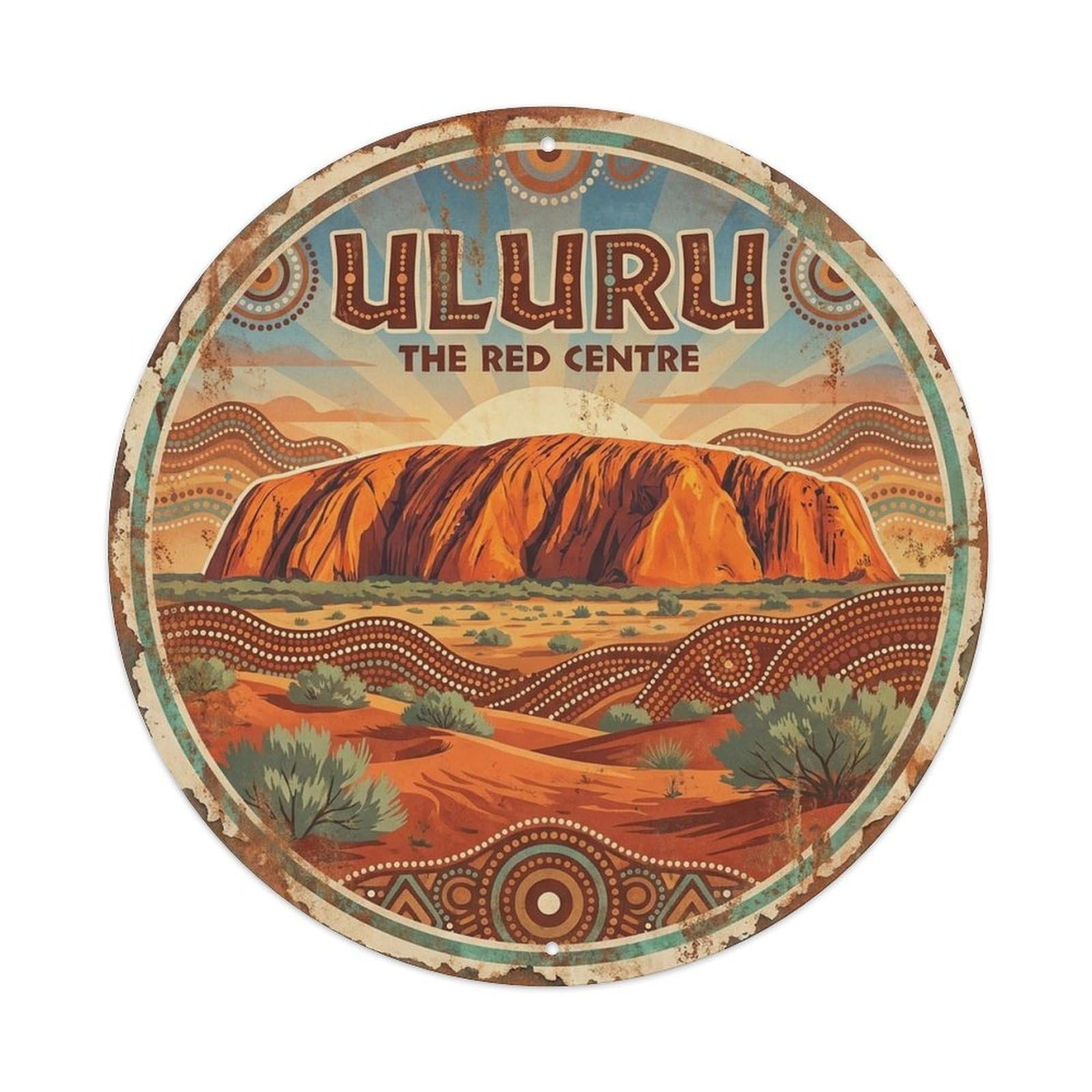 Olyhtr 8X8inch Classic Style Retro Australia Uluru Travel Landmark Regional Heritage Metal Tin Sign