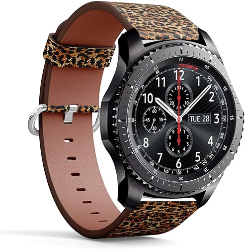 Miniatura 2 de Compatible con Samsung Gear S3 FrontierClassic  0.866in correa de cuero de liberación rápida de repuesto  Leopard Animal Print
