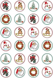 24 x Christmas Edible Cupcake toppers wafer paper Rice Fairy Cake Decorations Santa Snowman Tree Jingle Bells
