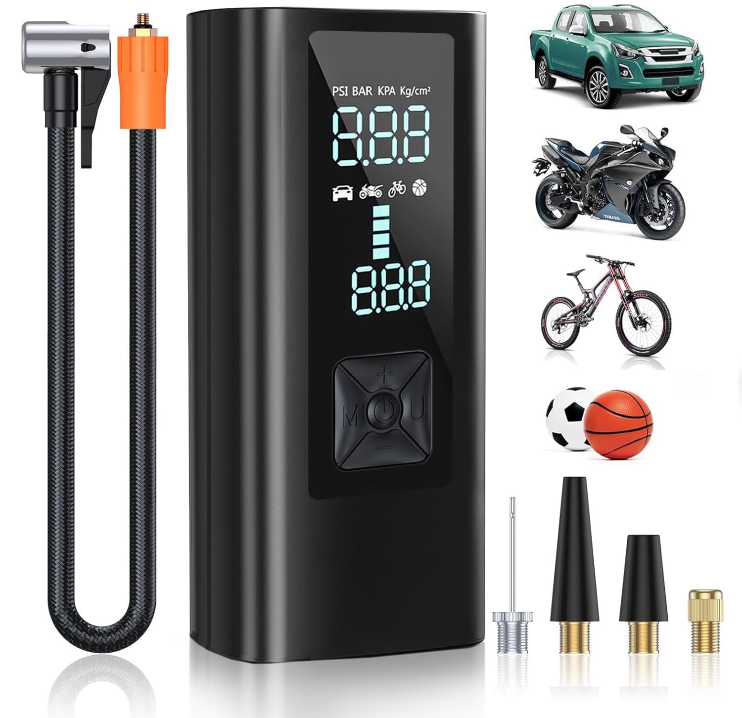 TOBZMONO Tire Pump Inflator Portable Air Compressor, Auto Air Pump for Car Tires Tire Inflator 180PSI with 22000mAh Battery Pressure Gauge & LED